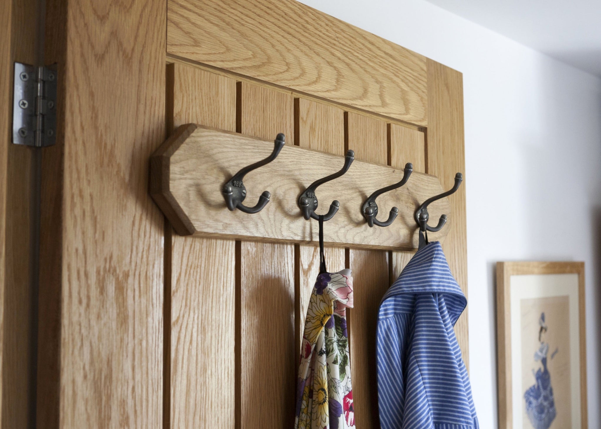 1883 Coat Hook On Oak Board