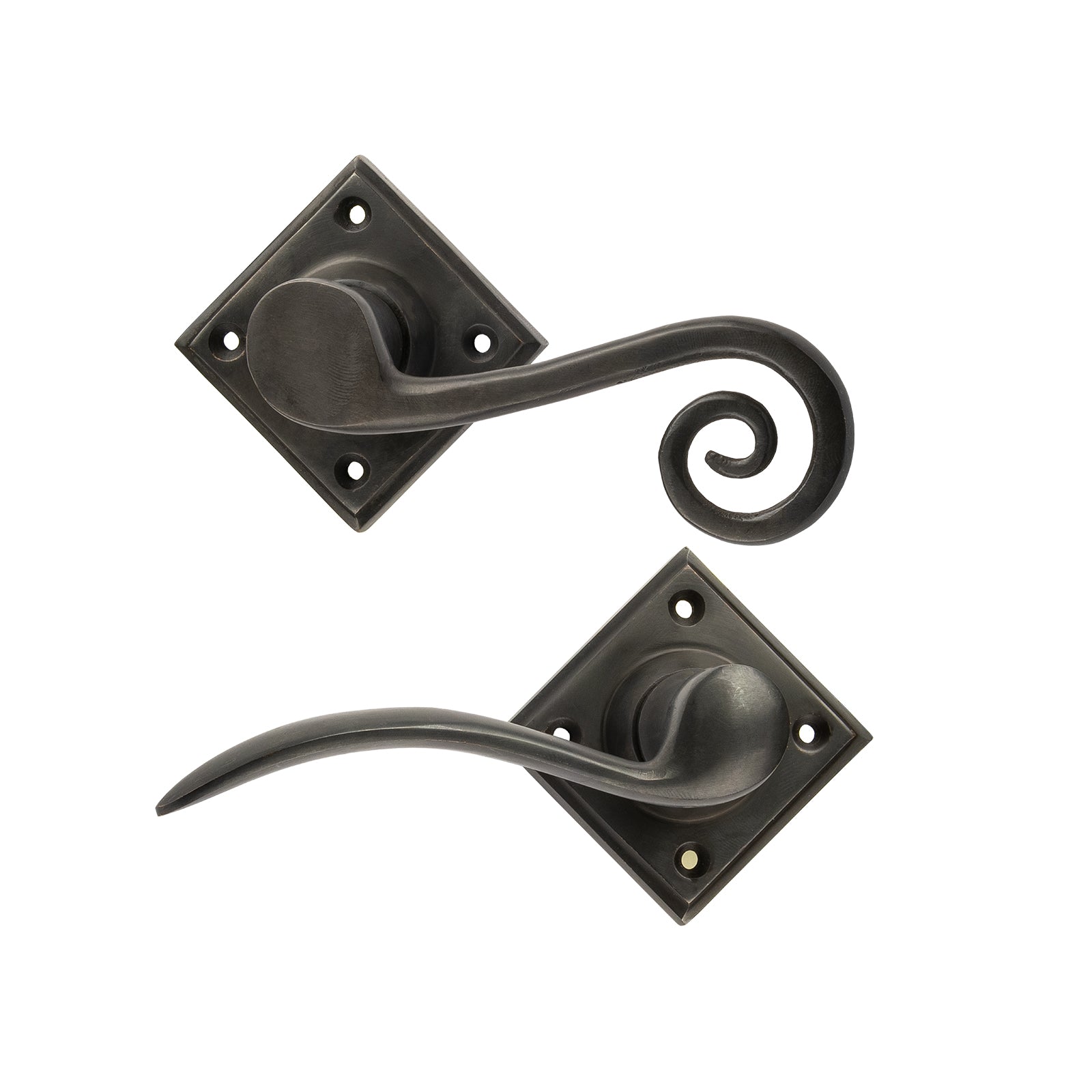 Monkey Tail Lever On Rose Bronze Door Handle