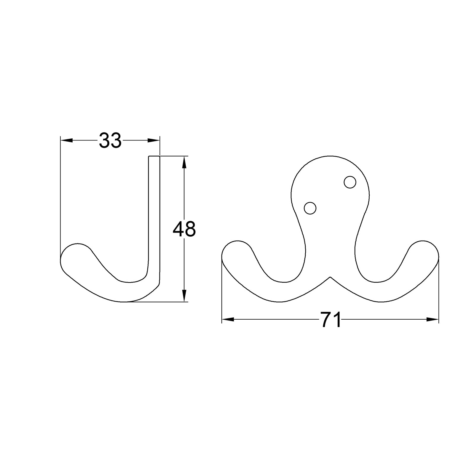 Dimension Drawing for Double Robe Hook SHOW