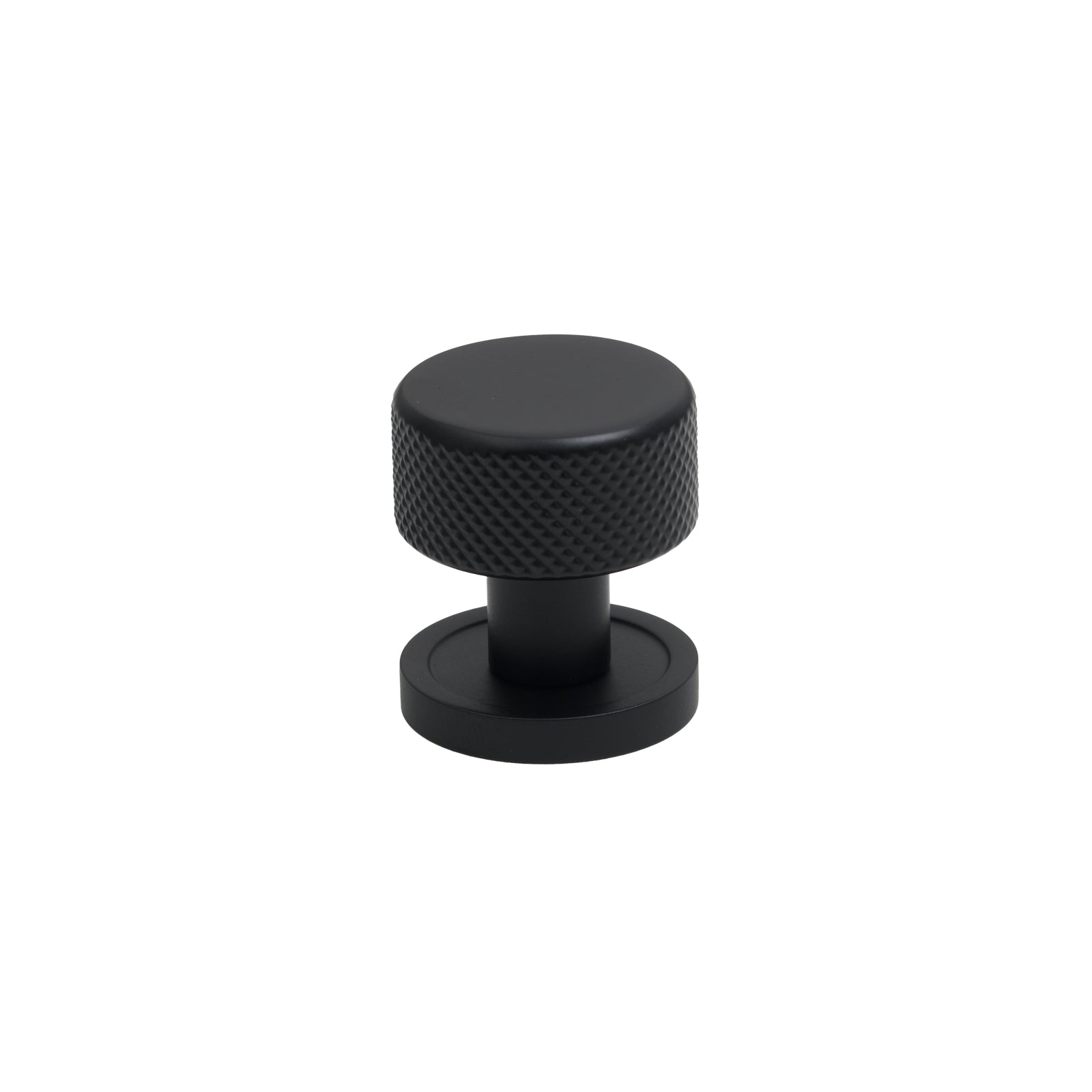 25mm Matt Black Brompton Cabinet Knob - Round Rose