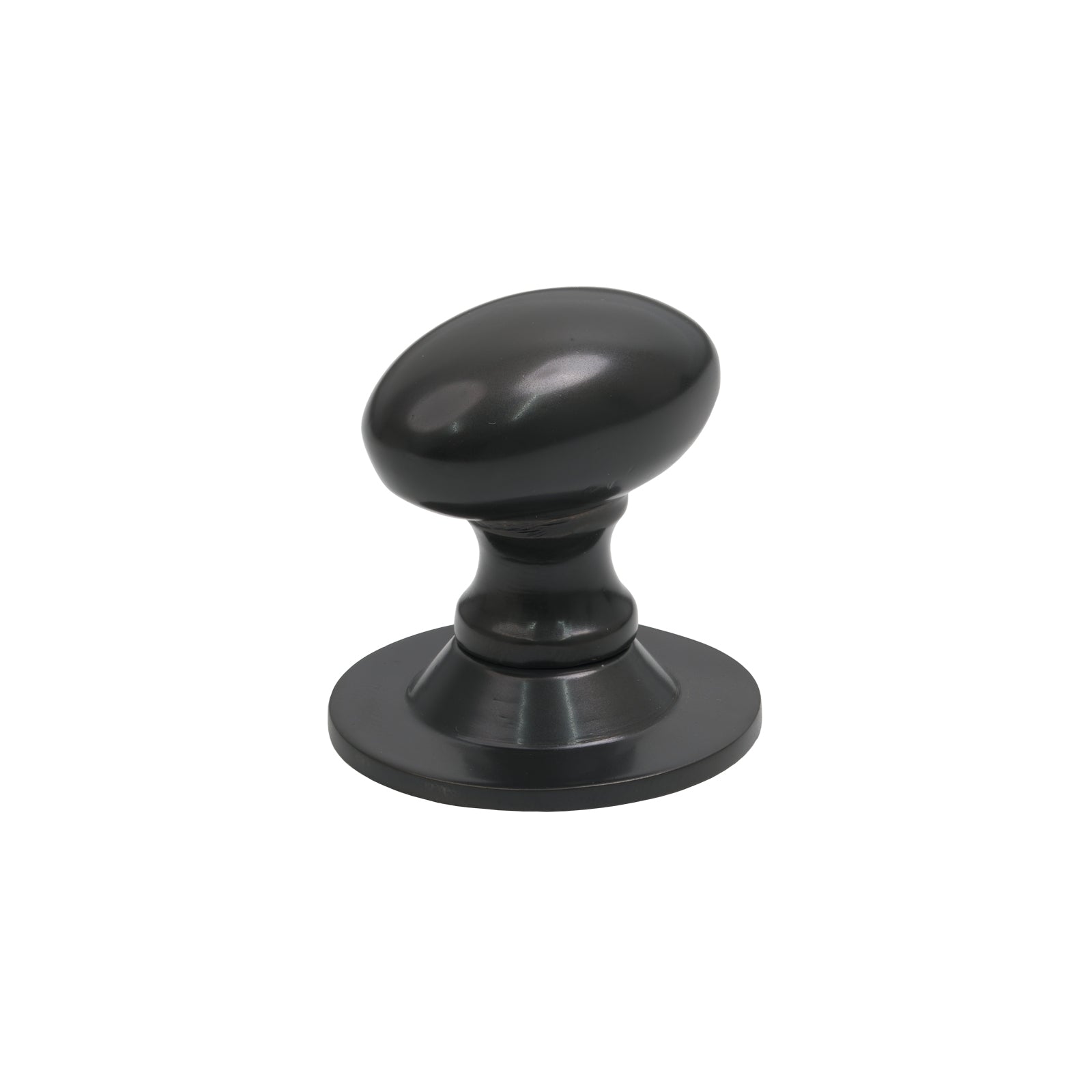 33mm Matt Black Oval Cabinet Knob on Rose