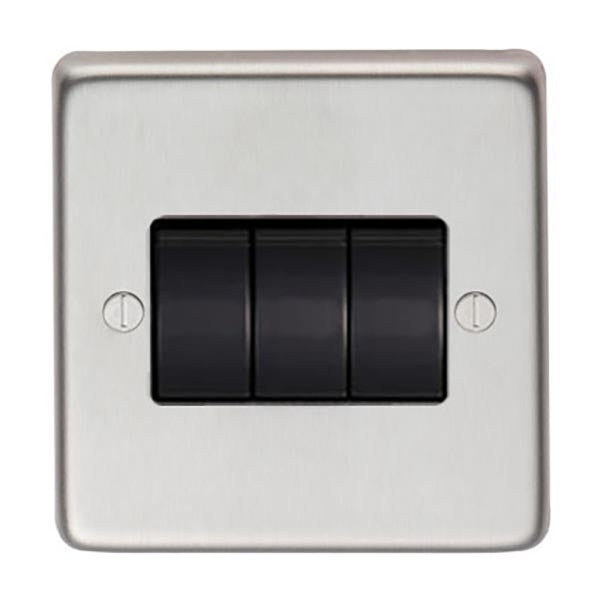 SHOW Image of Triple 10 Amp Switch with Satin Marine Stainless Steel finish