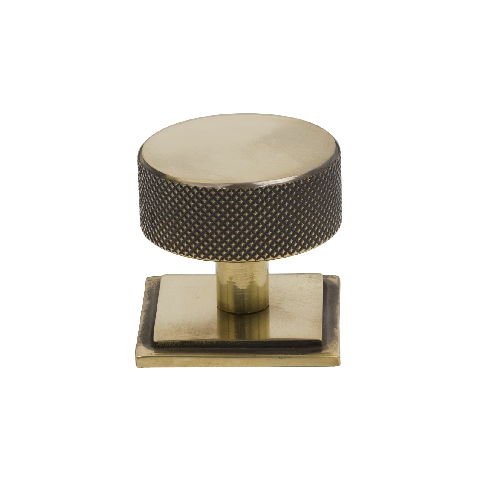 38mm Aged Brass Brompton Cabinet Knob - Square Rose