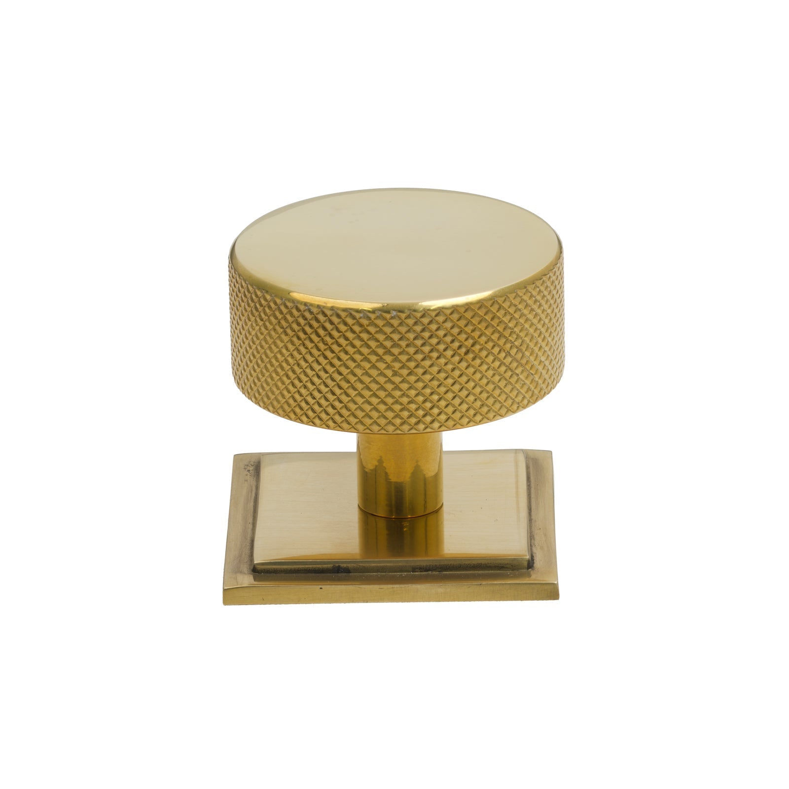 38mm Polished Brass Brompton Cabinet Knob - Square Rose