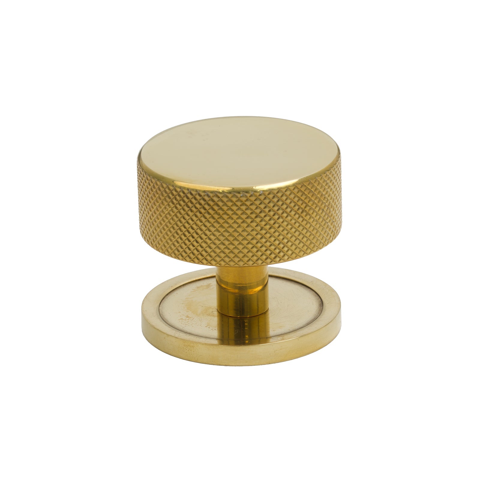 38mm Polished Brass Brompton Cabinet Knob - Round Rose