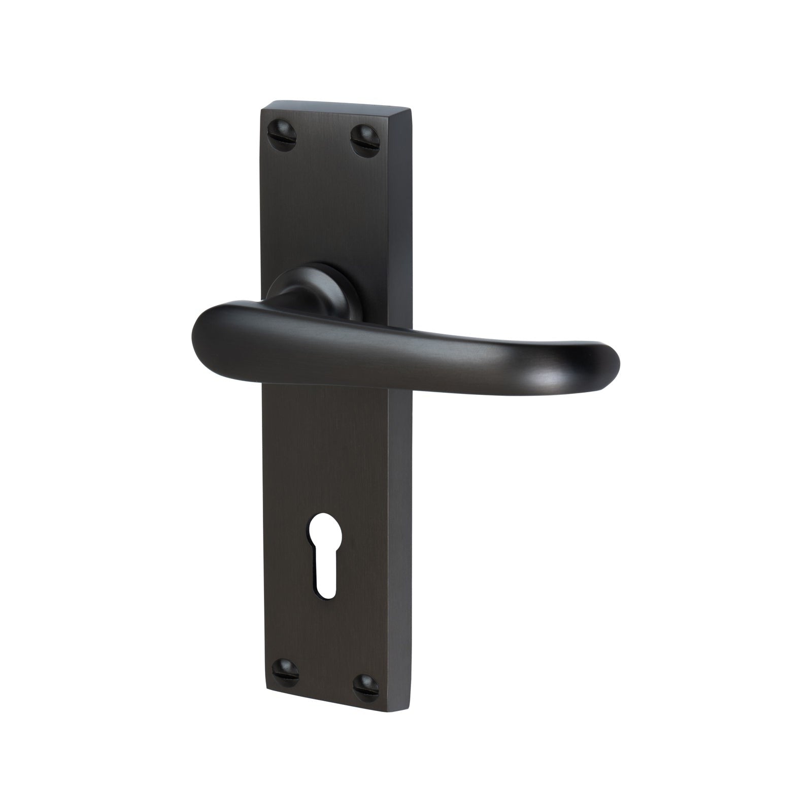 Windsor Door Handles On Plate Lock Handle in Matt Bronze 