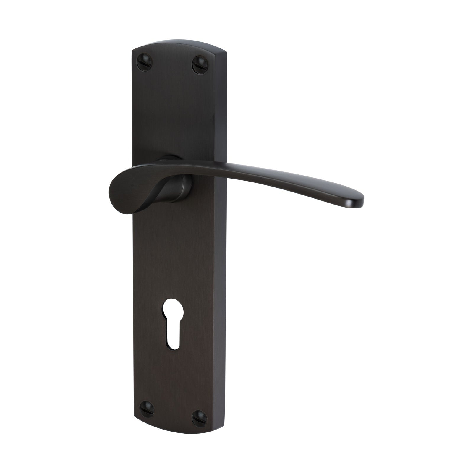 Diplomat Door Handles On Plate Lock Handle in Matt Bronze 