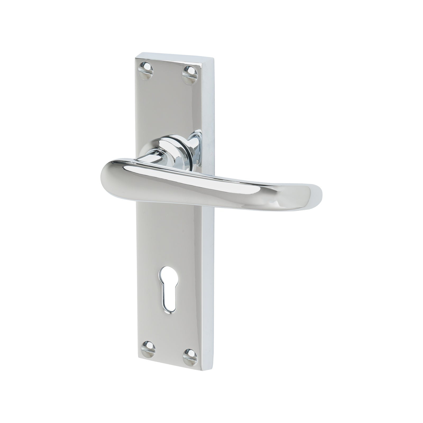 Windsor Door Handles On Plate Lock Handle in Polished Chrome 