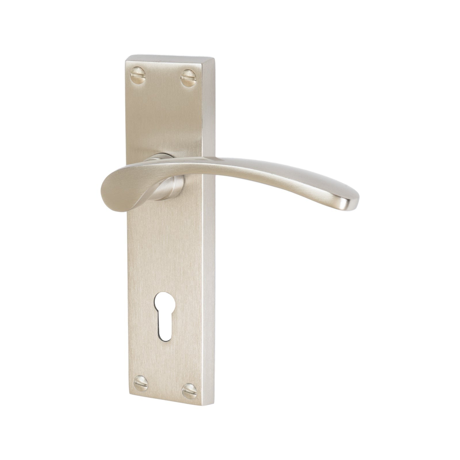 Sophia Door Handles On Plate Lock Handle in Satin Nickel 