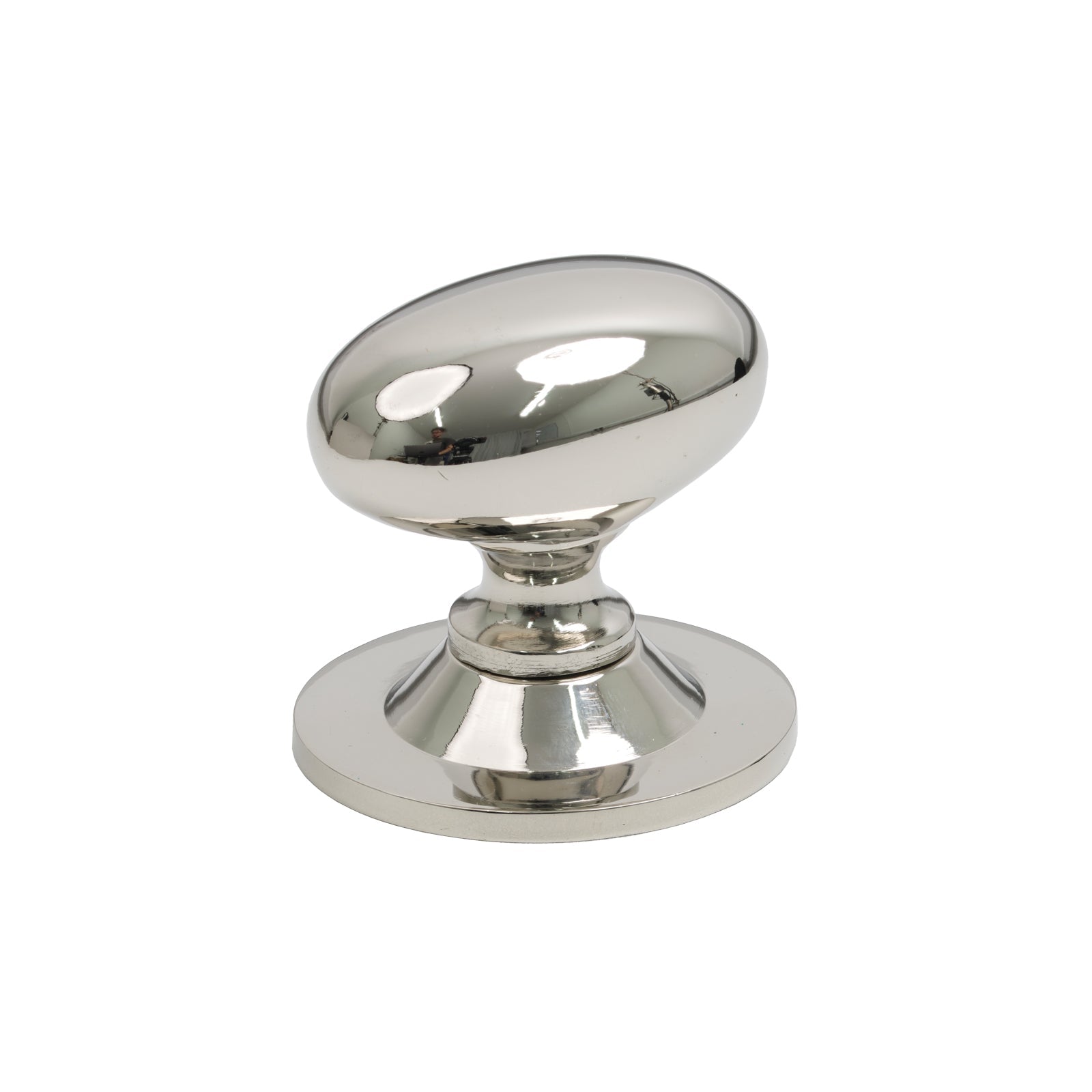 40mm Satin Chrome Oval Cabinet Knob on Rose