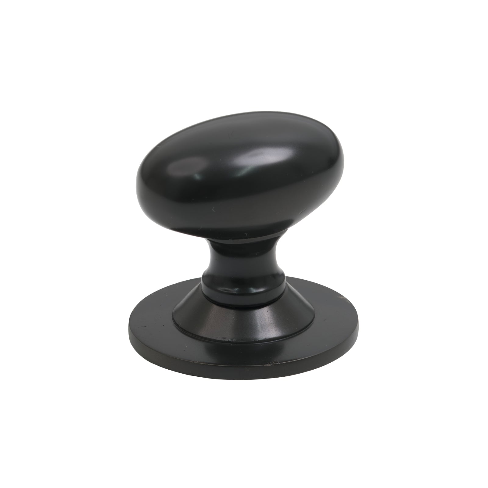 40mm Matt Black Oval Cabinet Knob on Rose