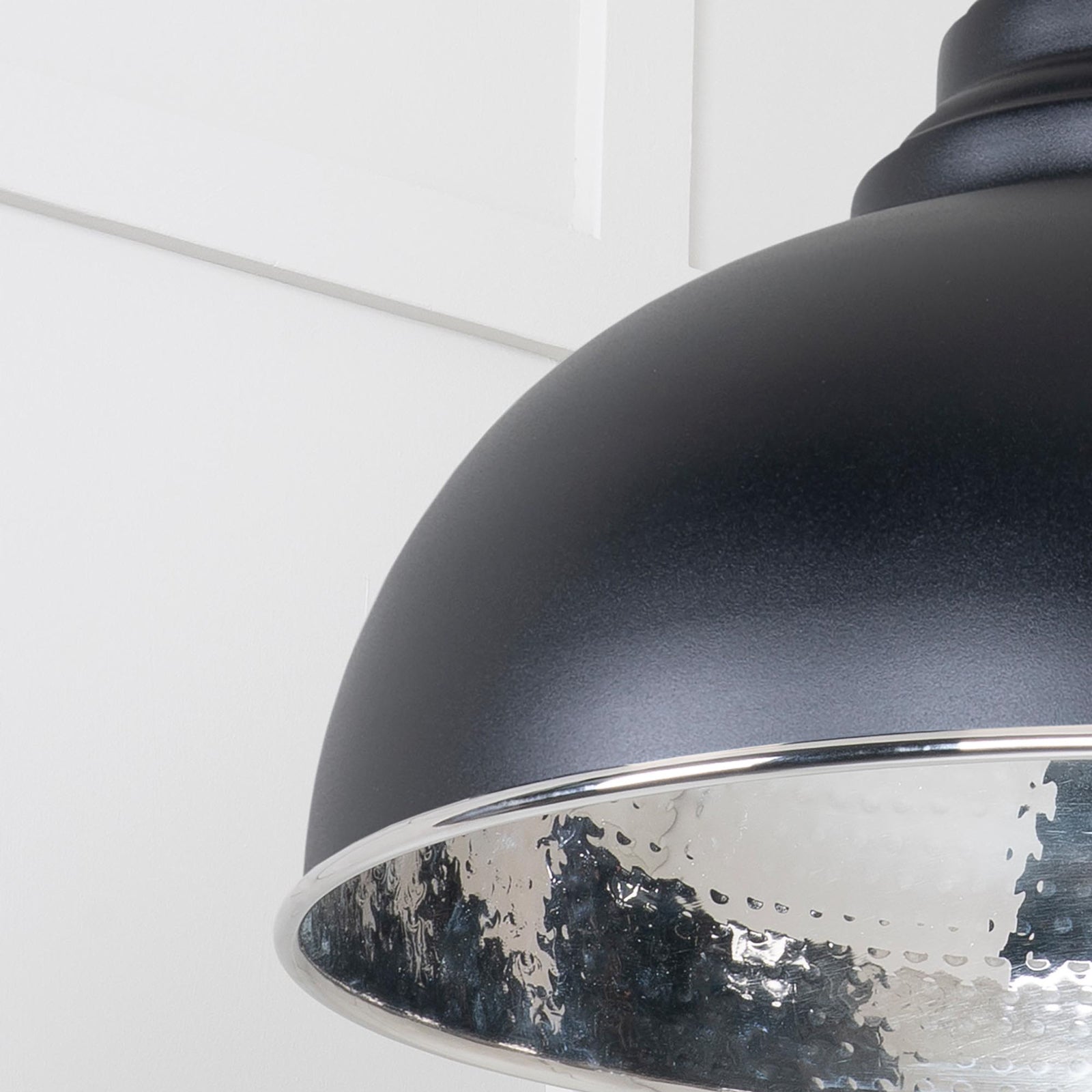 SHOW Close Up Image Harborne Ceiling Light in Elan Black In Hammered Nickel