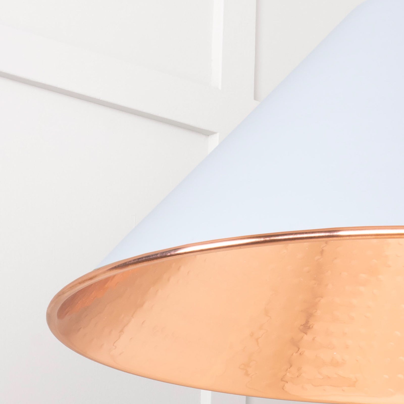 SHOW Close Up Image of Hockley Ceiling Light in Birch in Hammered Copper