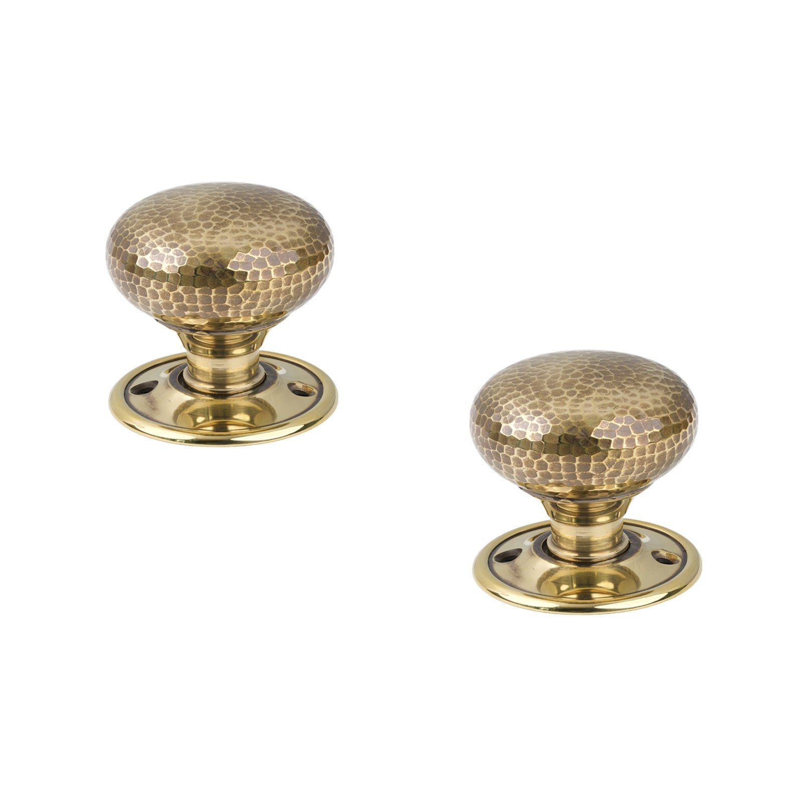 Aged Brass Hammered Mushroom Mortice Knobs