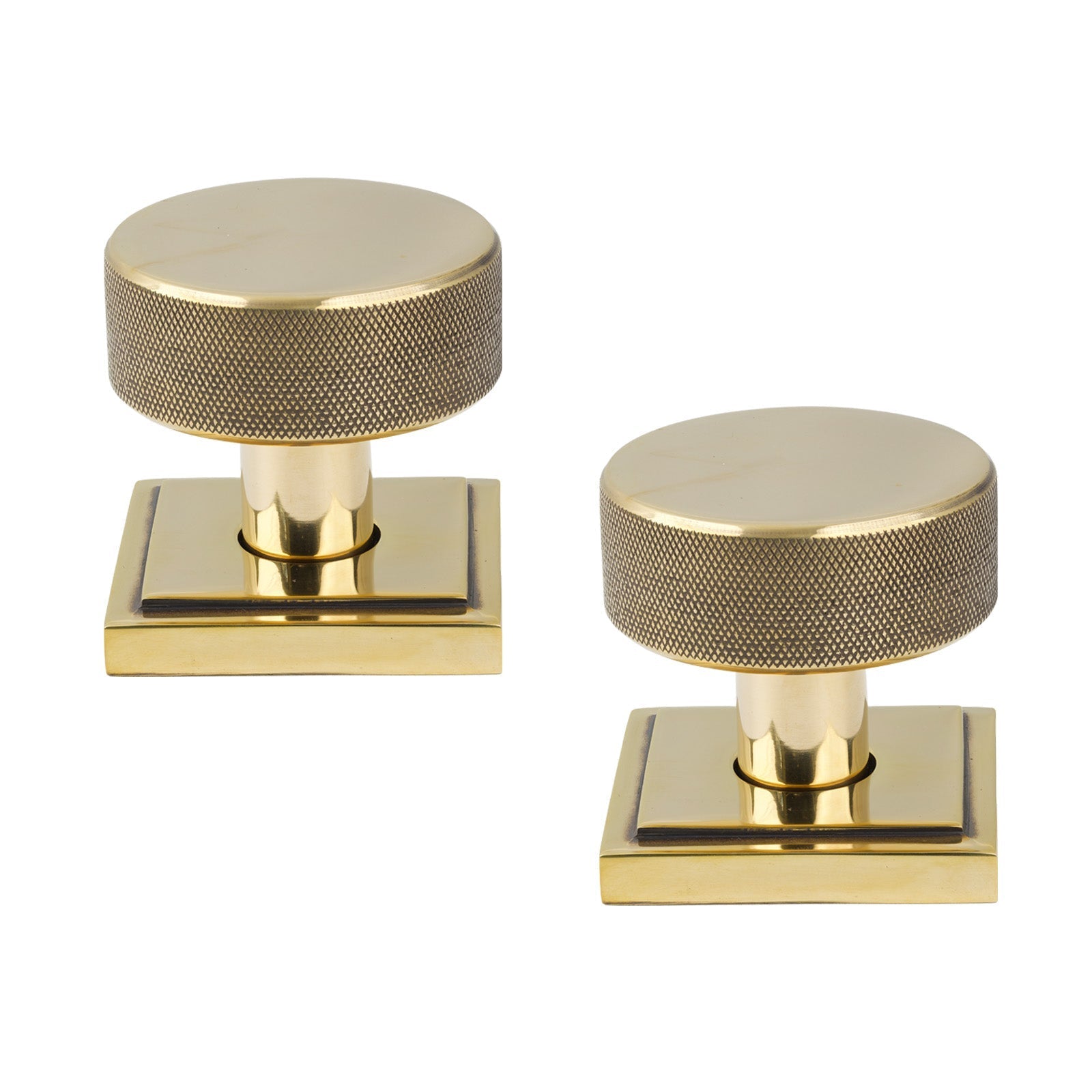 Aged Brass Square Brompton Mortice Knobs