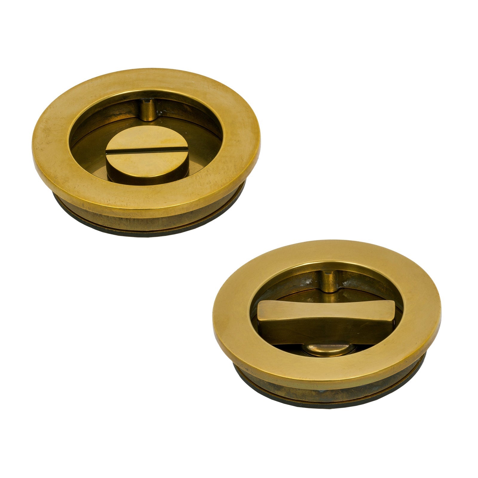 Aged Brass Plain Round Pull - Privacy