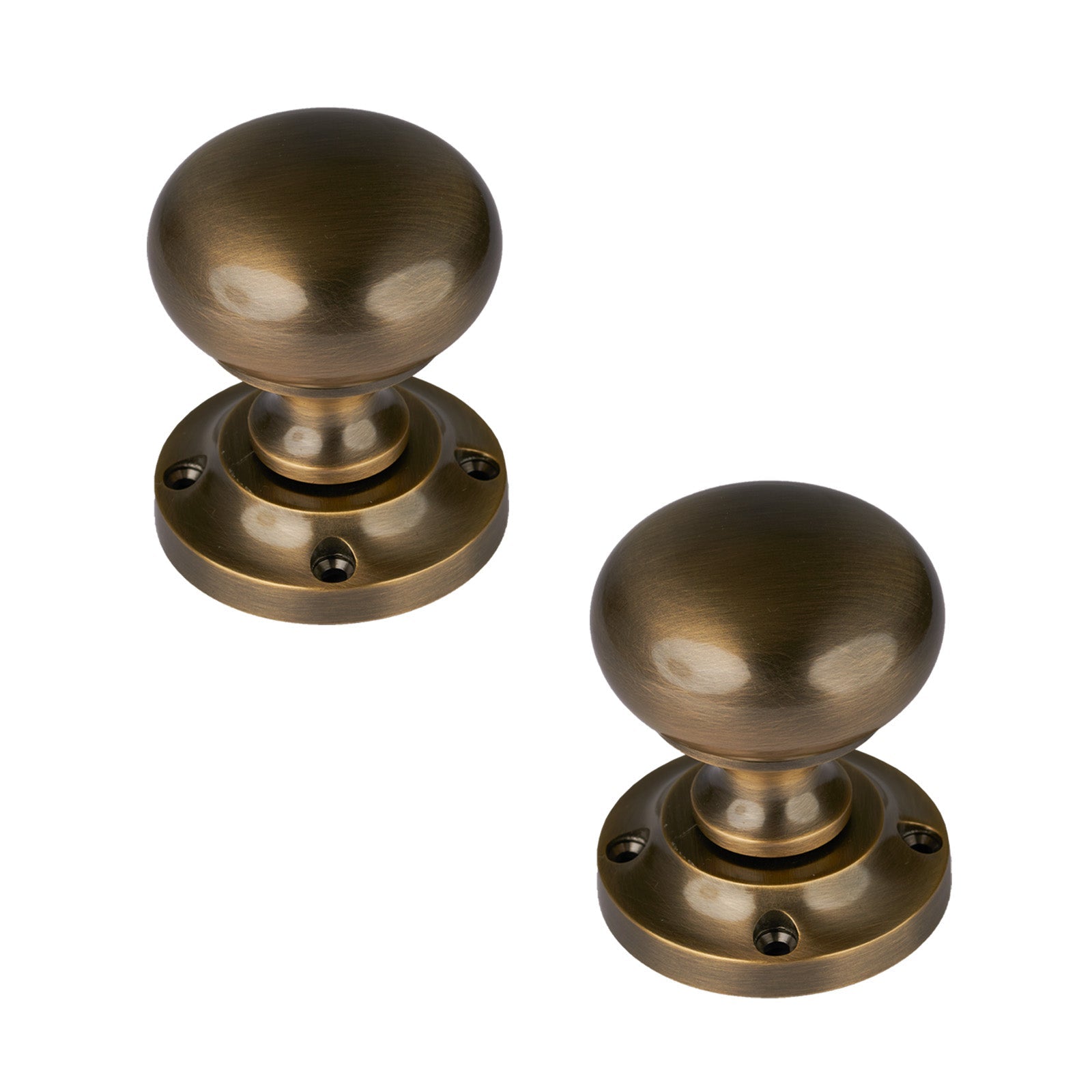 Victoria Door Knob on Rose in Aged Brass finish