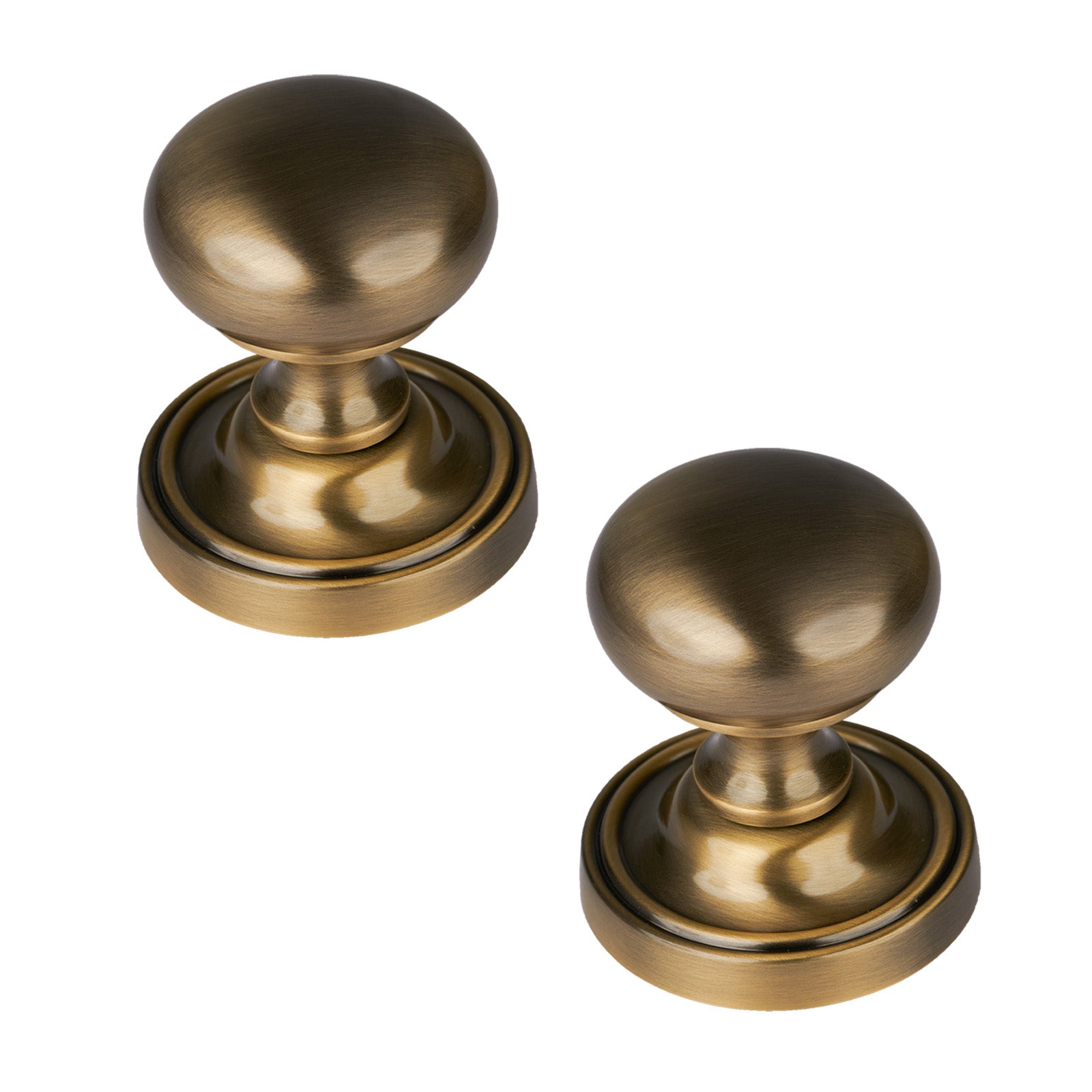 Hampstead Door Knob on Rose in Aged Brass finish