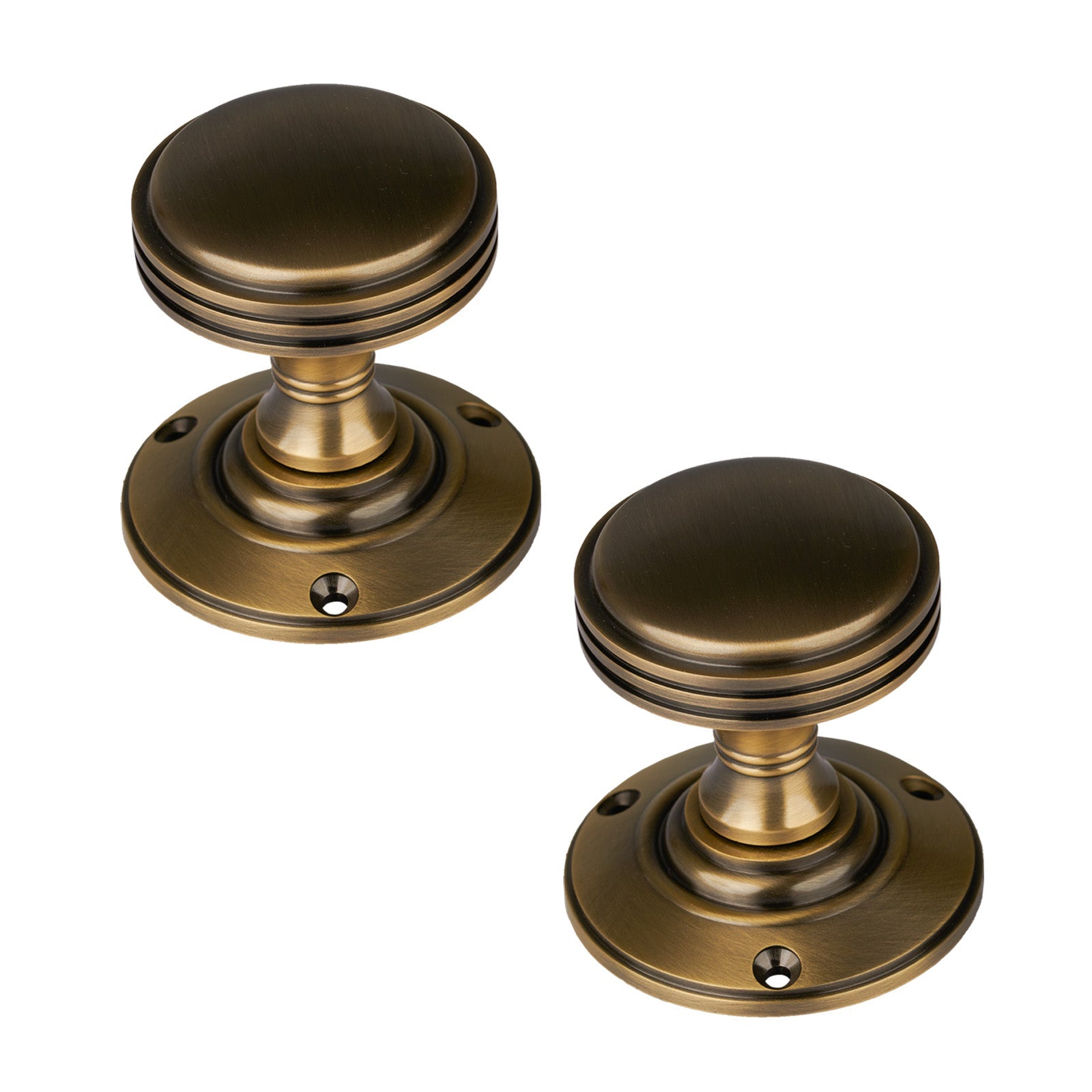 Richmond Door Knob on Rose in Aged Brass finish