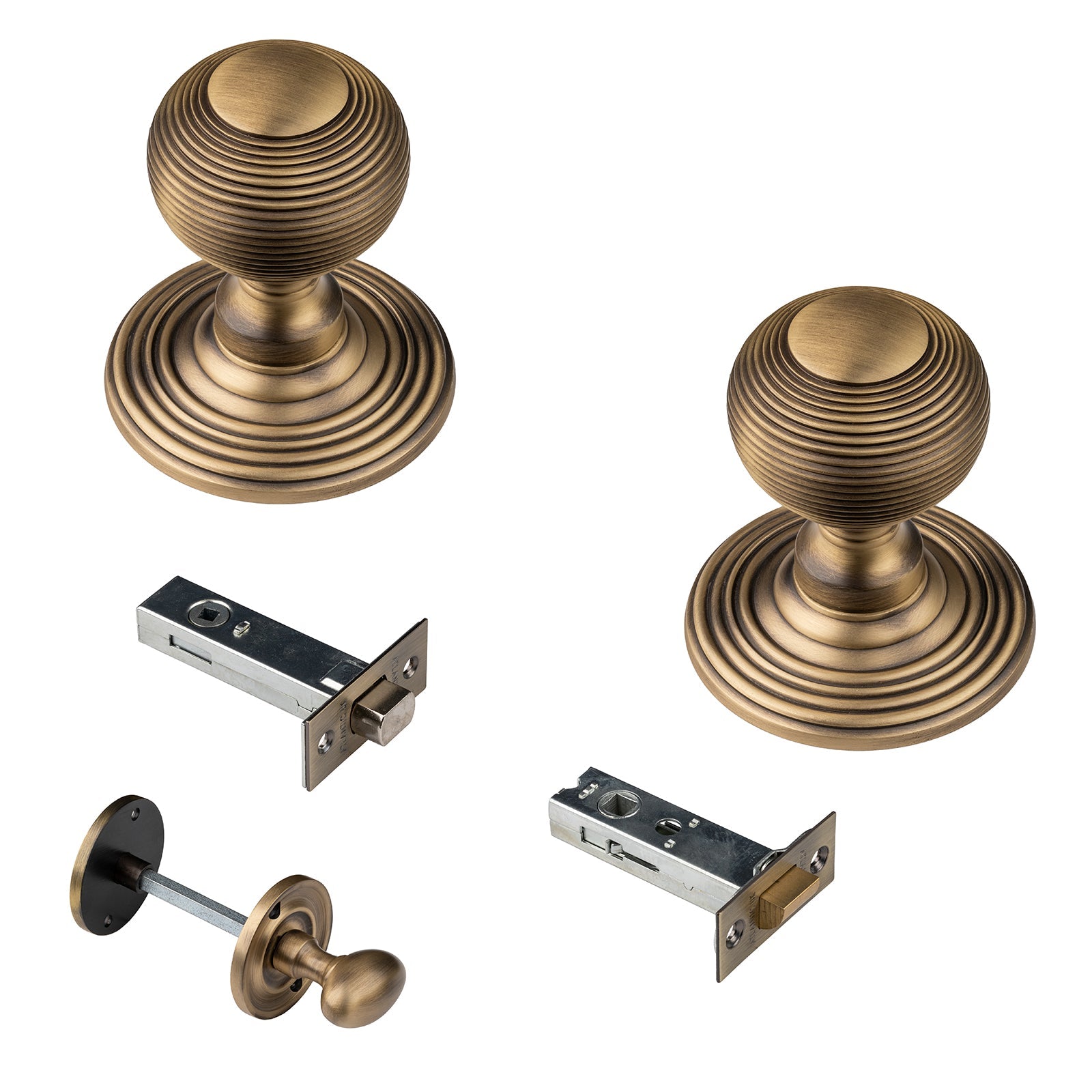 Brass Bathroom Reeded Door Knob set  SHOW