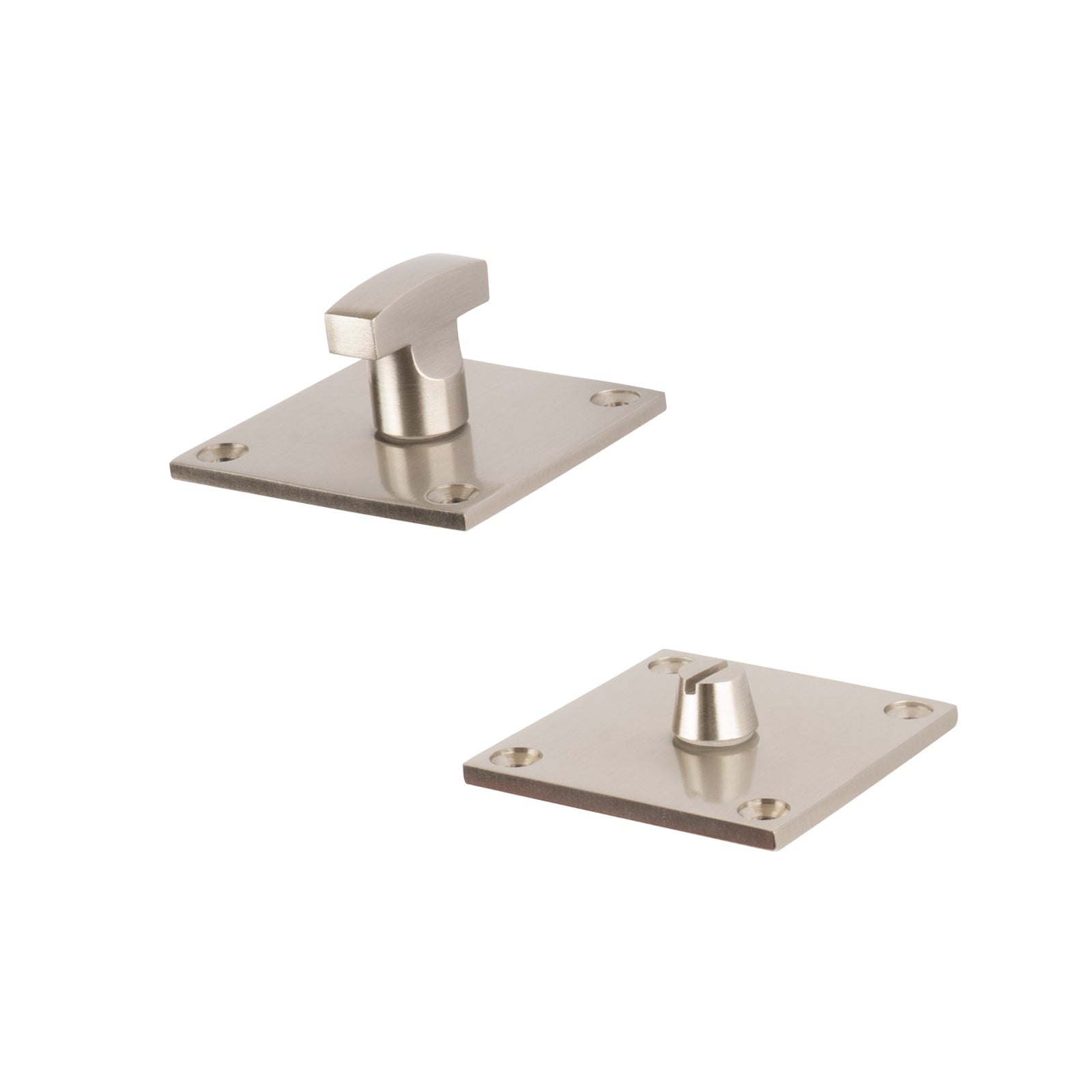 satin nickel square turn & release low profile, bathroom lock SHOW