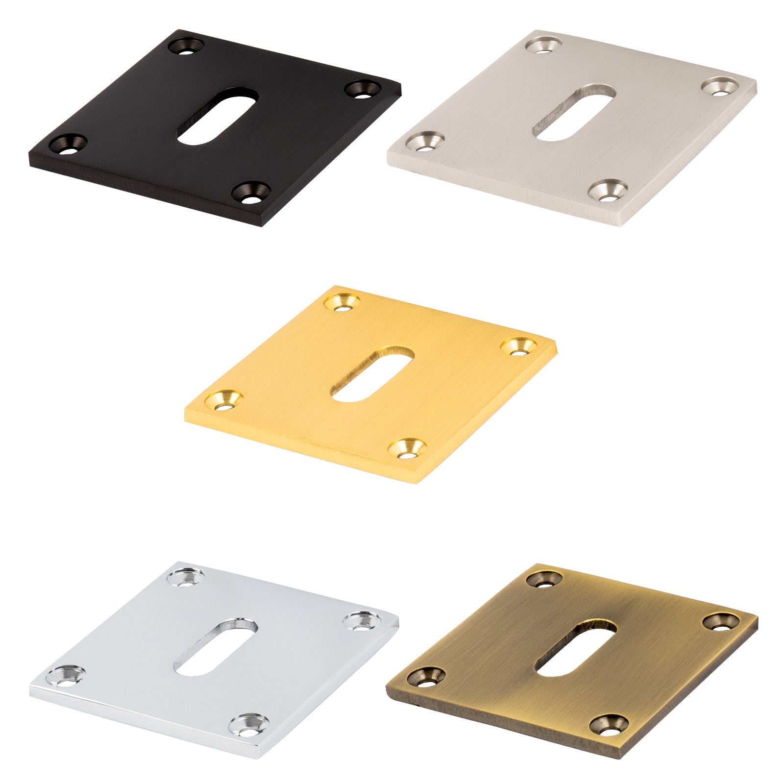 square brass escutcheon standard low profile screw on plates