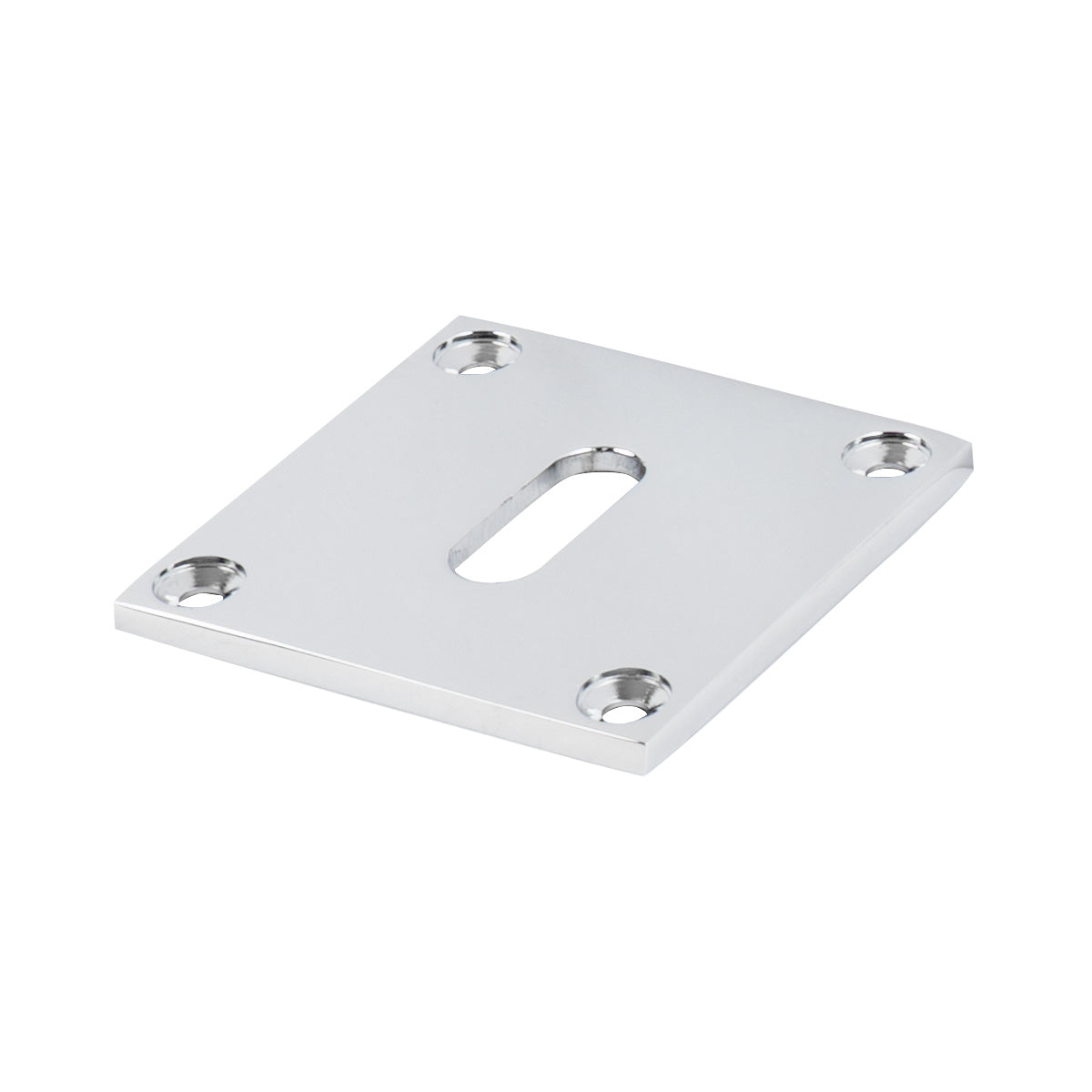 chrome square escutcheon low profile plate, British Standard keyhole cover plate SHOW