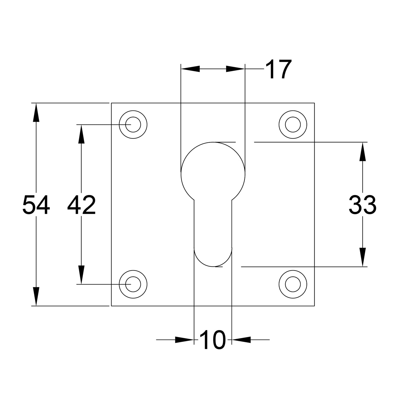 square brass escutcheon euro low profile dimension drawing SHOW