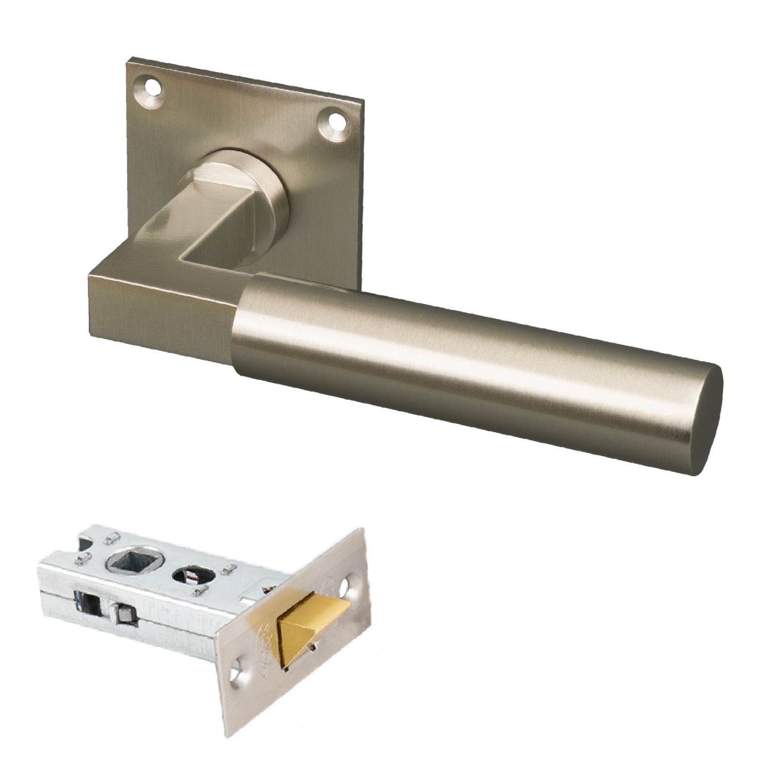 satin nickel lever on rose low profile door latch set