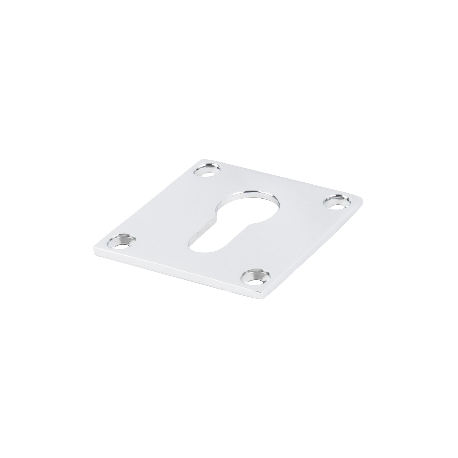 chrome square keyhole cover plate, screw on escutcheon for euro locks SHOW