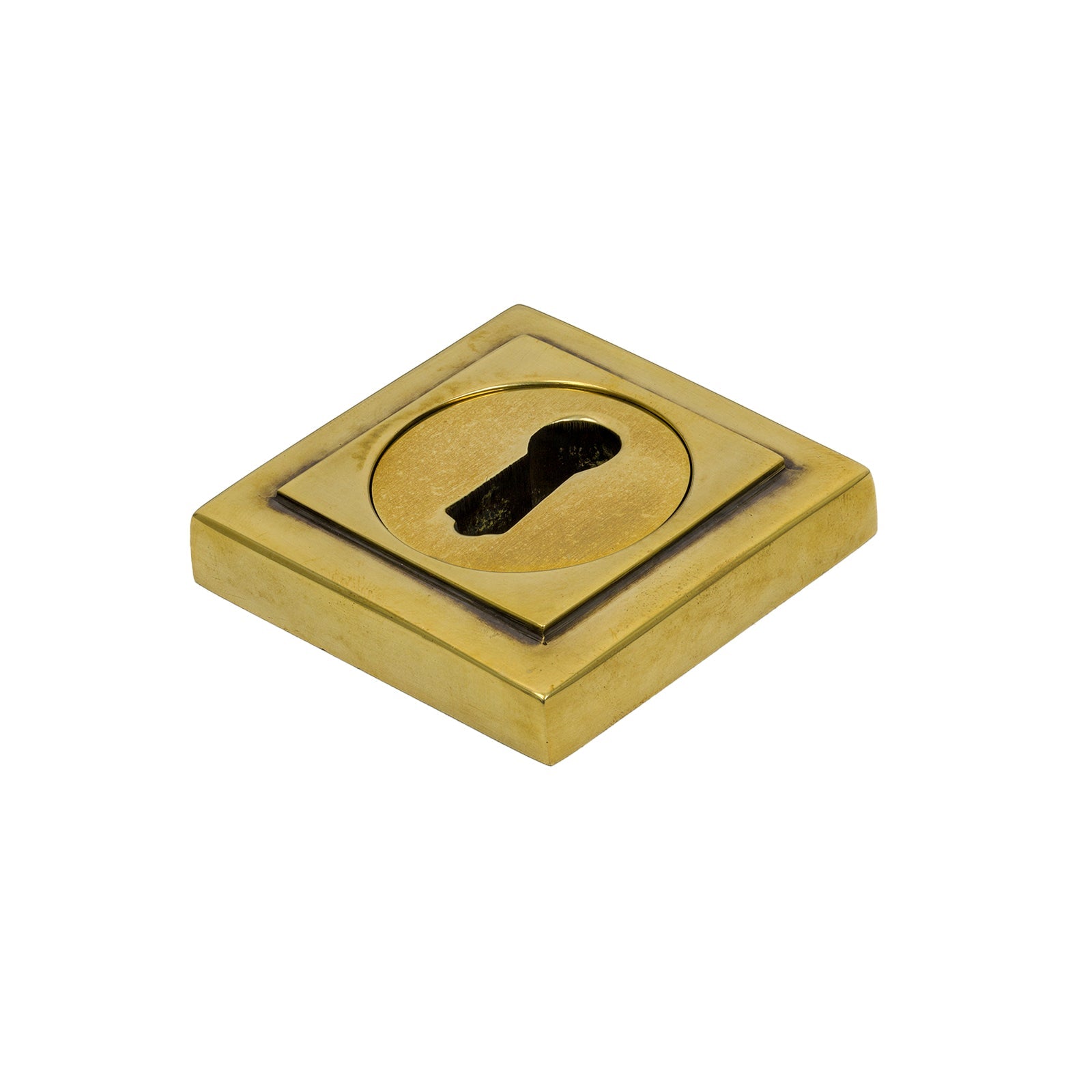 Aged Brass BSU Square Round Escutcheon