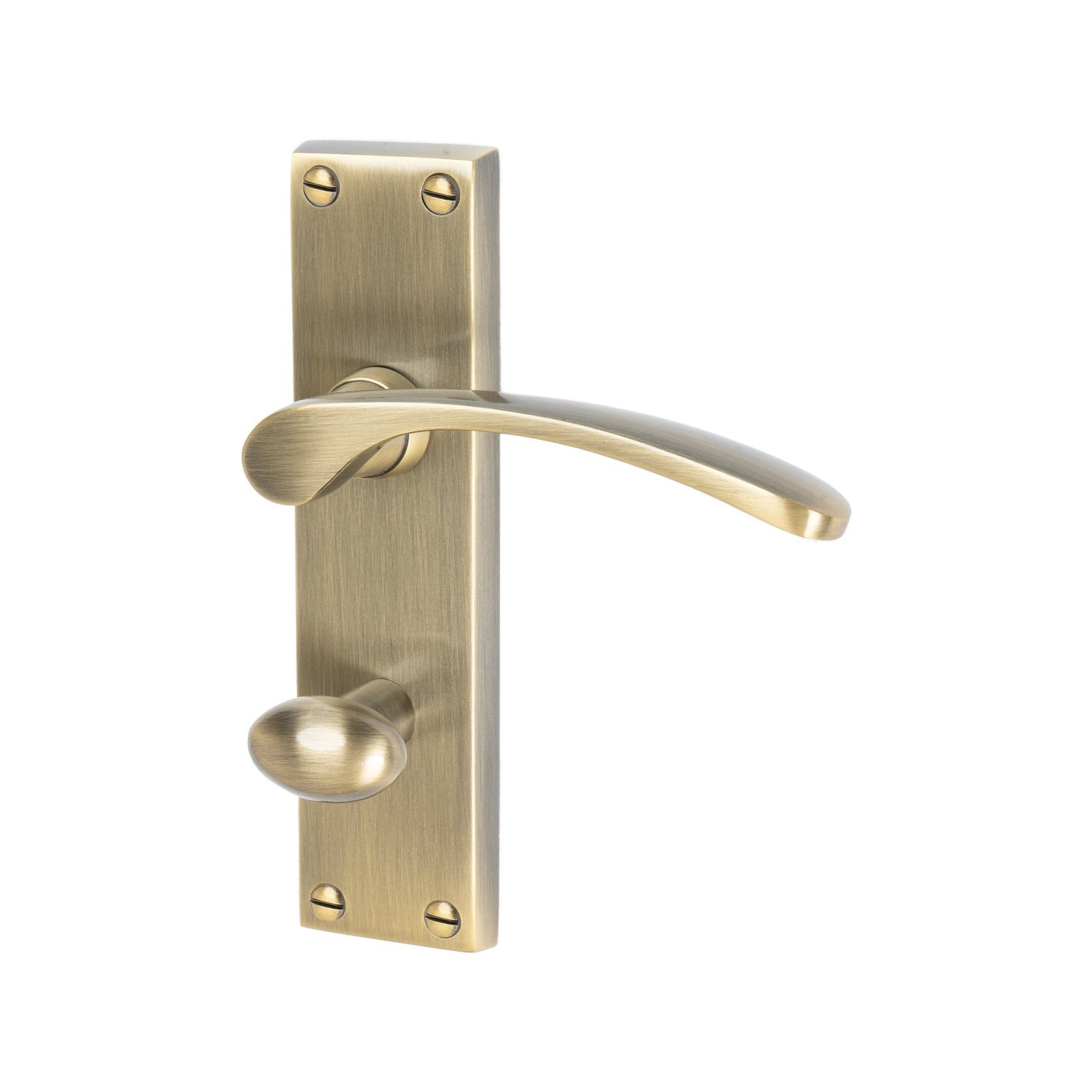 Sophia Door Handles On Plate Bathroom Handle in Aged Brass