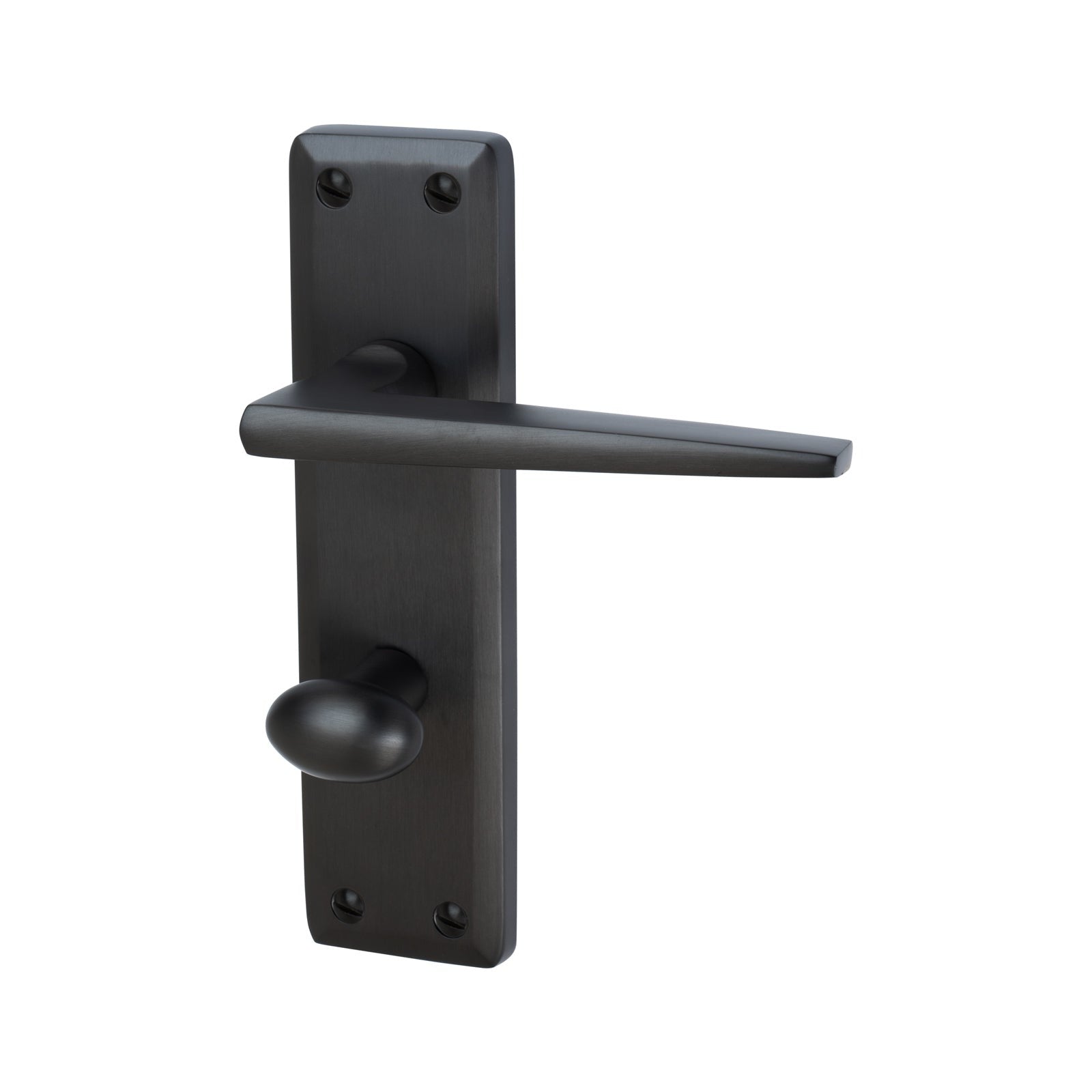 Kendal Door Handles On Plate Bathroom Handle in Matt Bronze 