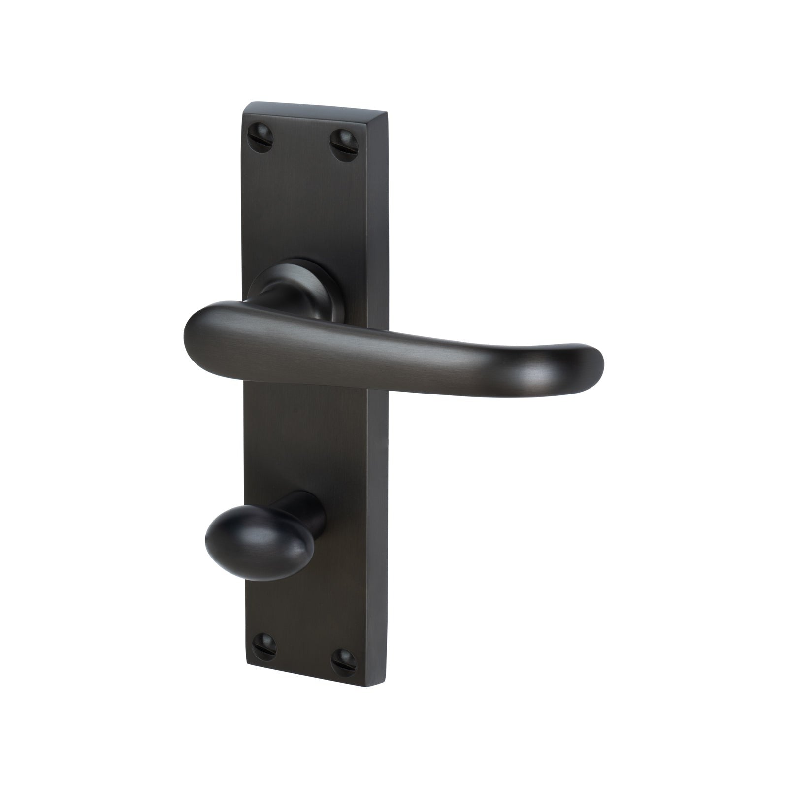 Windsor Door Handles On Plate Bathroom Handle in Matt Bronze 