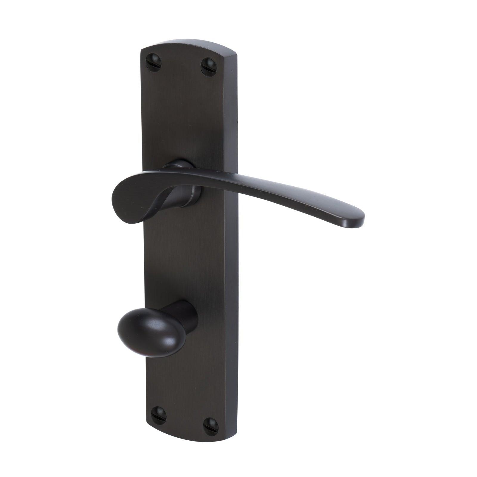 Diplomat Door Handles On Plate Bathroom Handle in Matt Bronze 