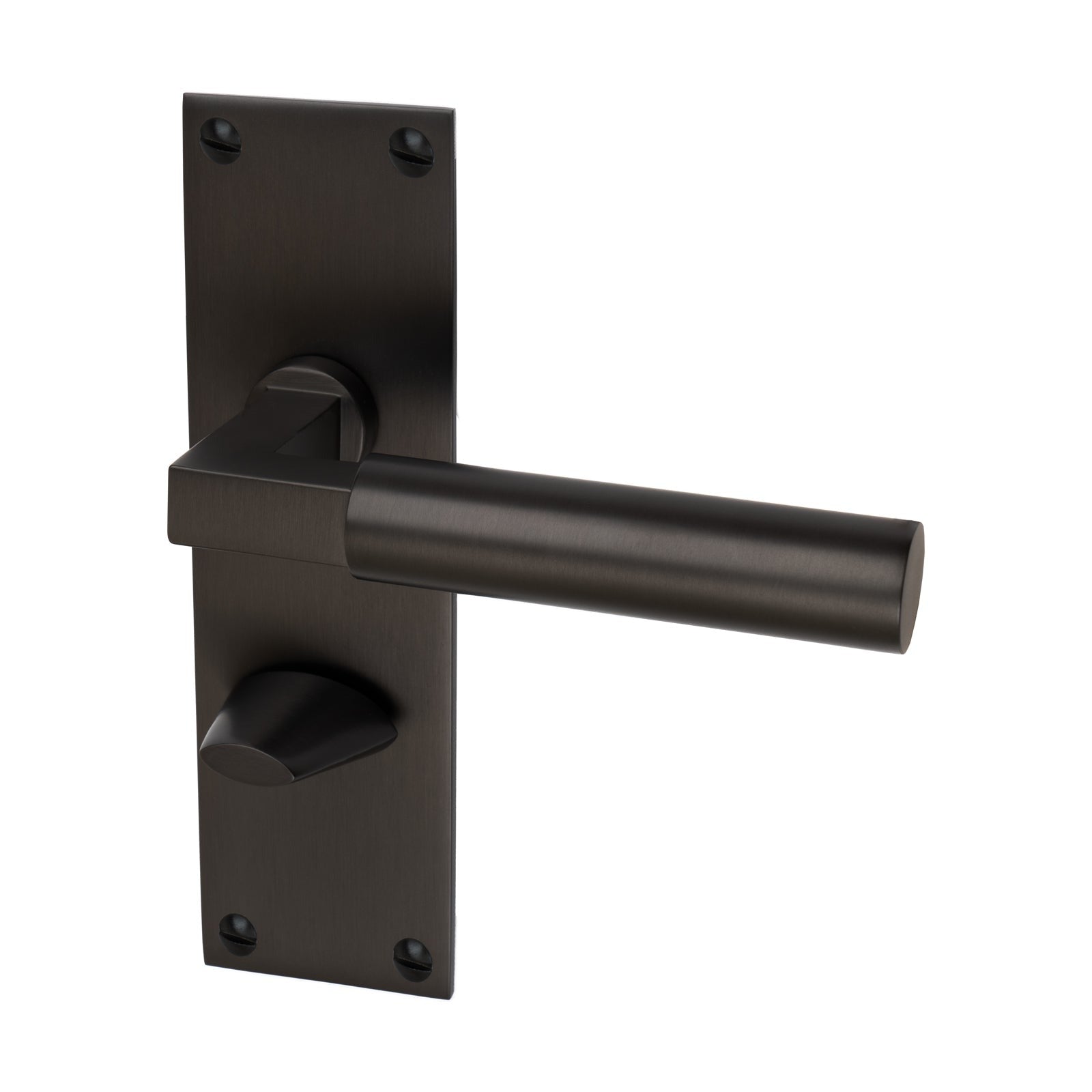 Bauhaus Door Handles On Plate Bathroom Handle in Matt Bronze 