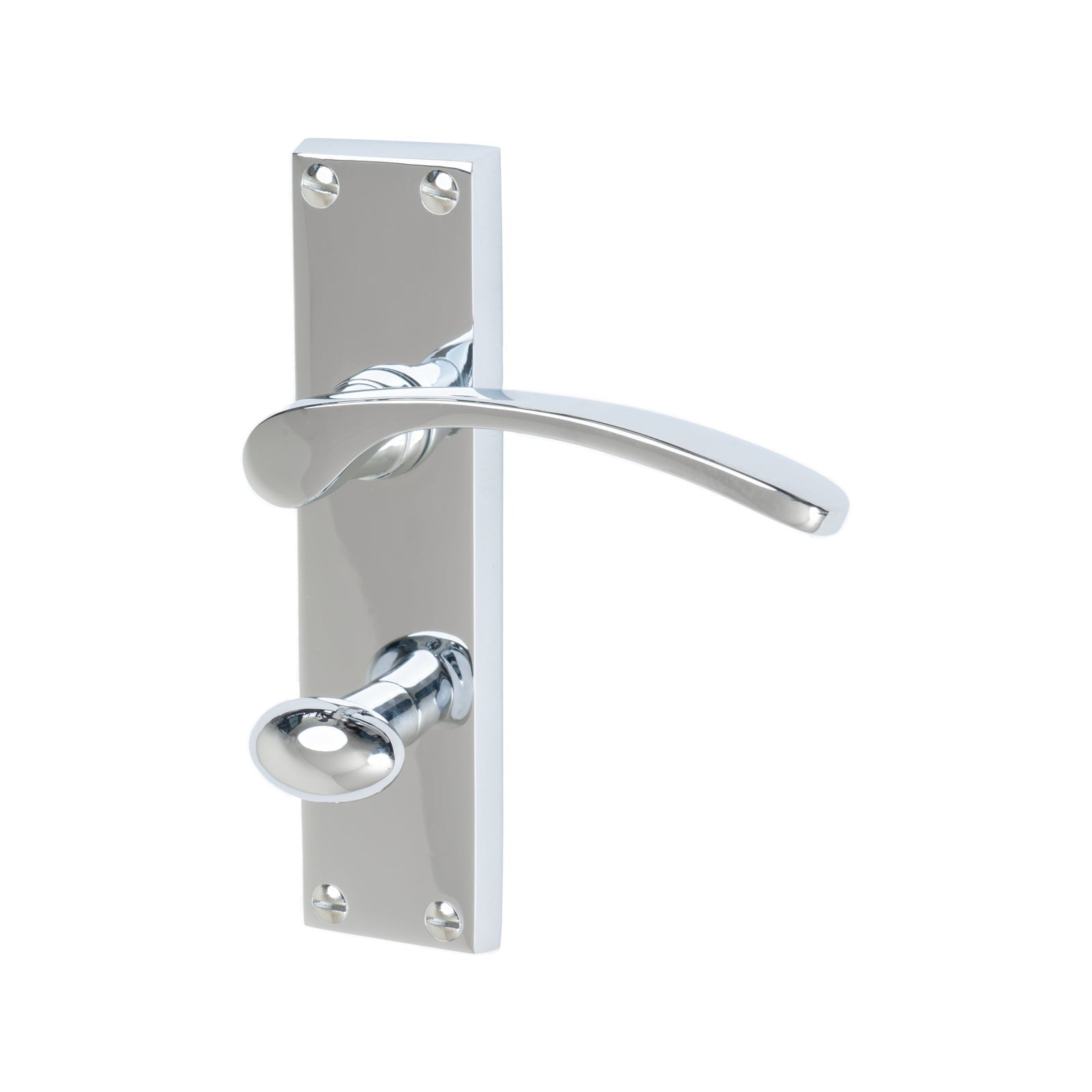 Sophia Door Handles On Plate Bathroom Handle in Polished Chrome