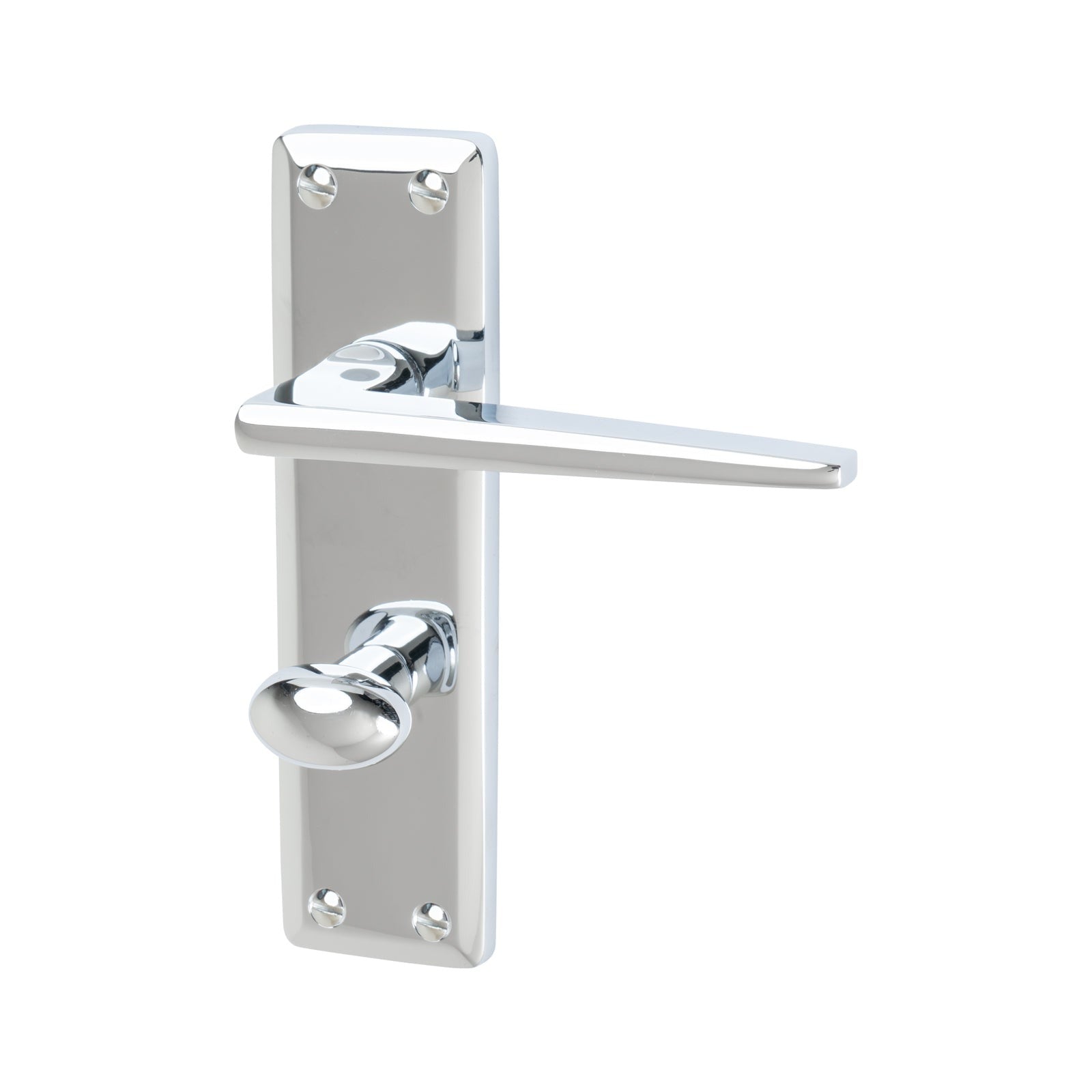 Kendal Door Handles On Plate Bathroom Handle in Polished Chrome