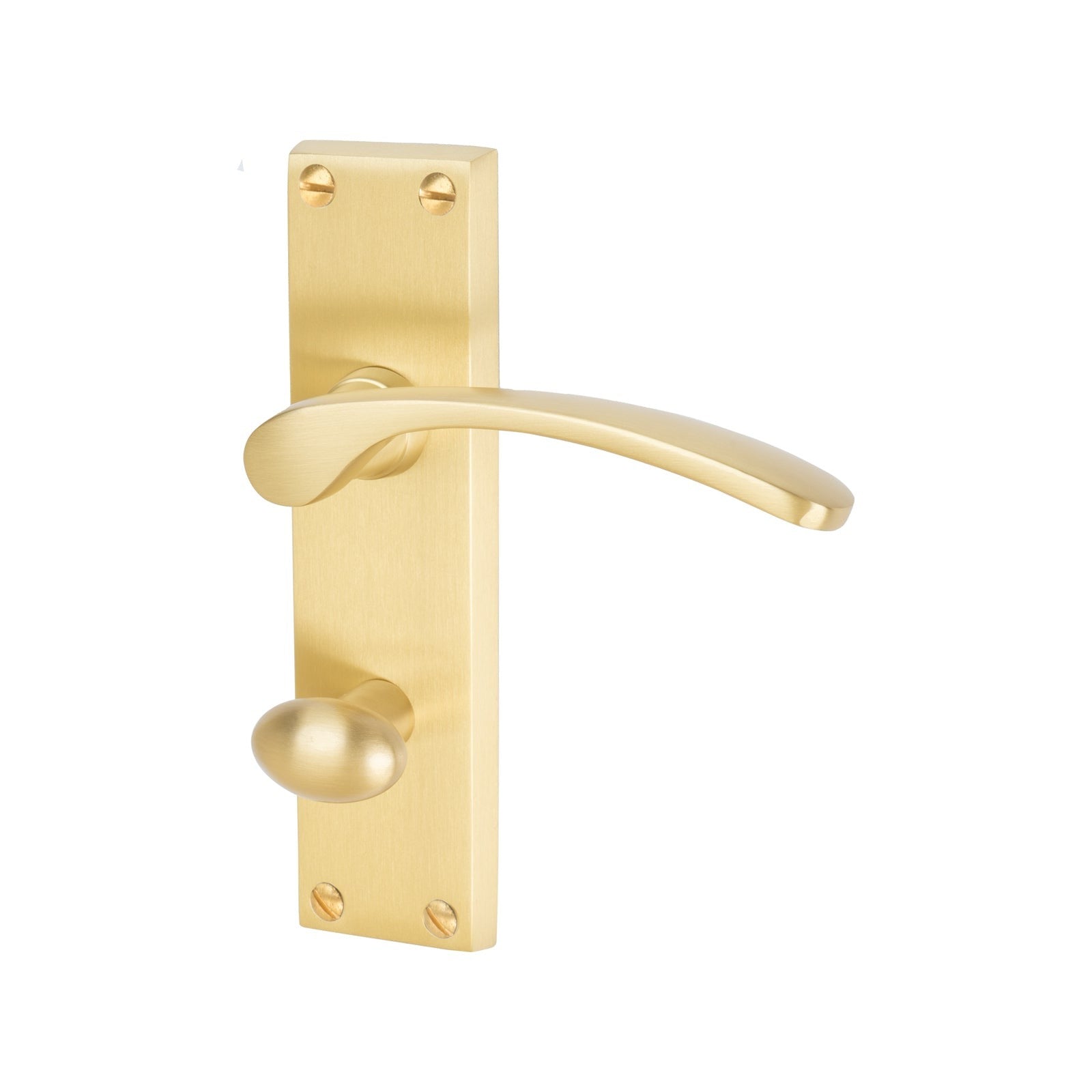 Sophia Door Handles On Plate Bathroom Handle in Satin Brass