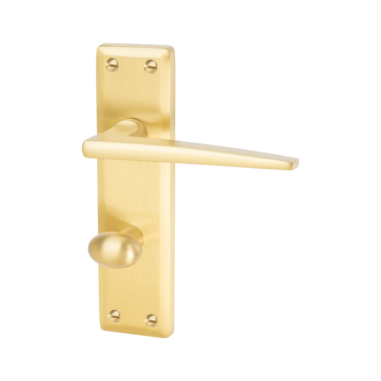 Kendal Door Handles On Plate Bathroom Handle in Satin Brass