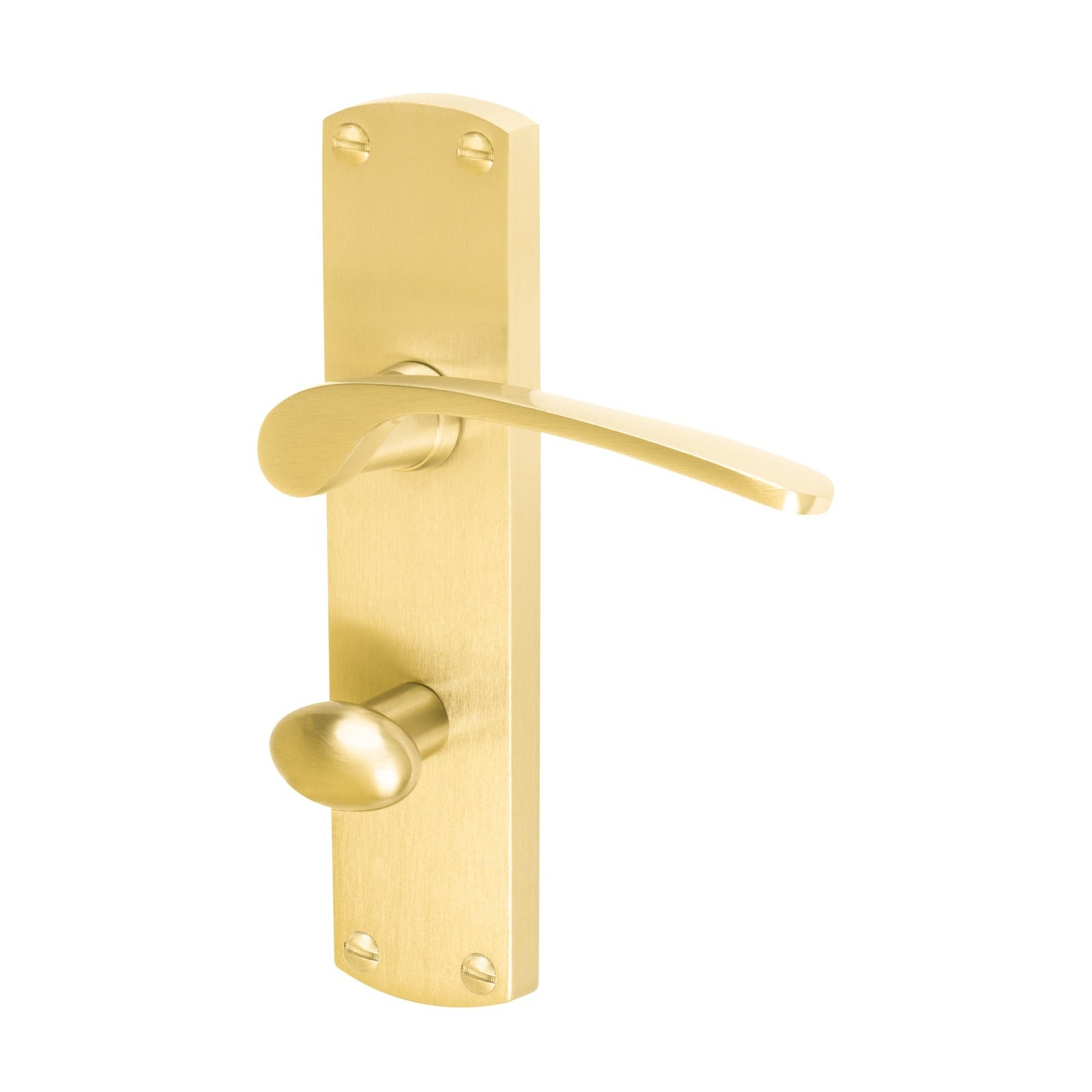 Diplomat Door Handles On Plate Bathroom Handle in Satin Brass