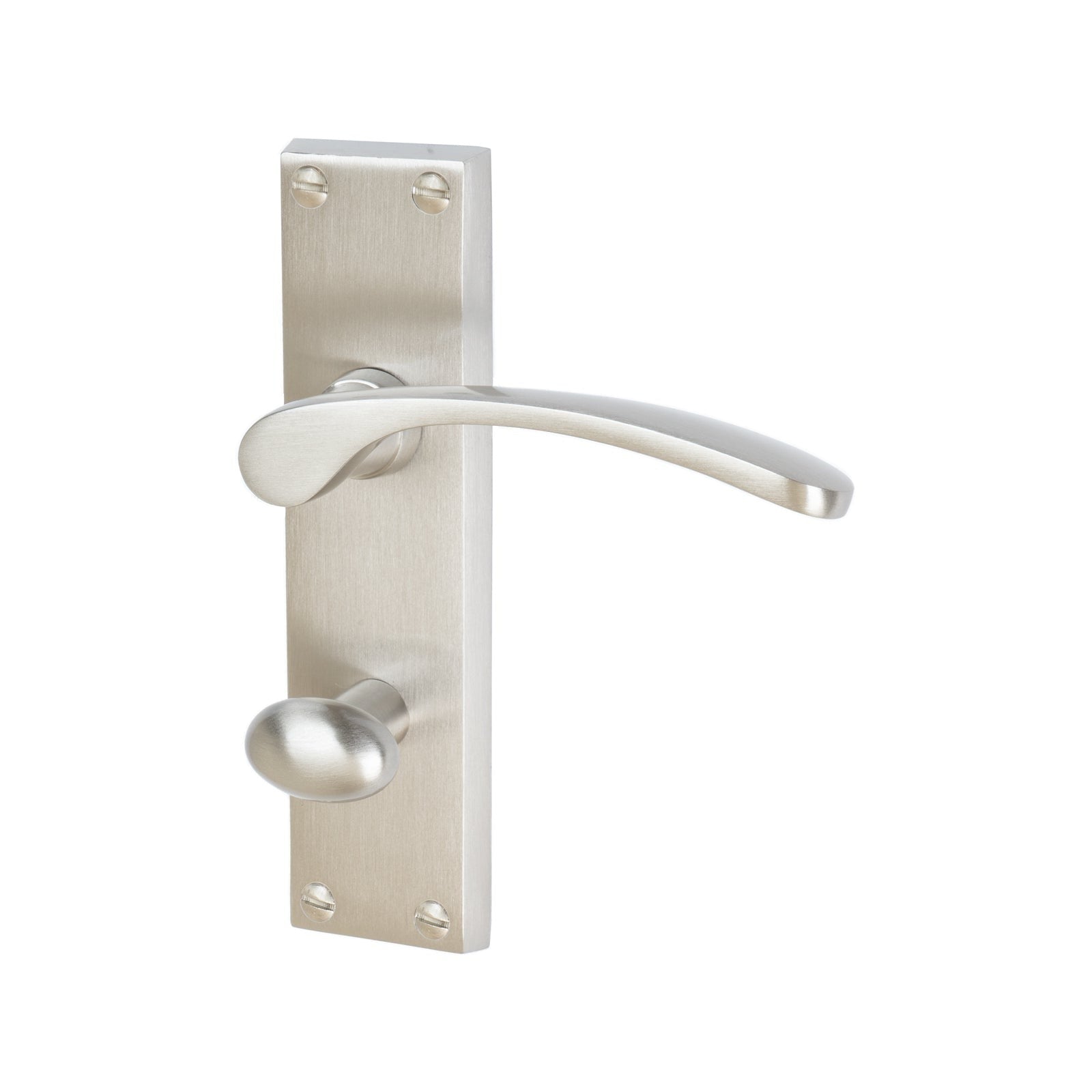 Sophia Door Handles On Plate Bathroom Handle in Satin Nickel 