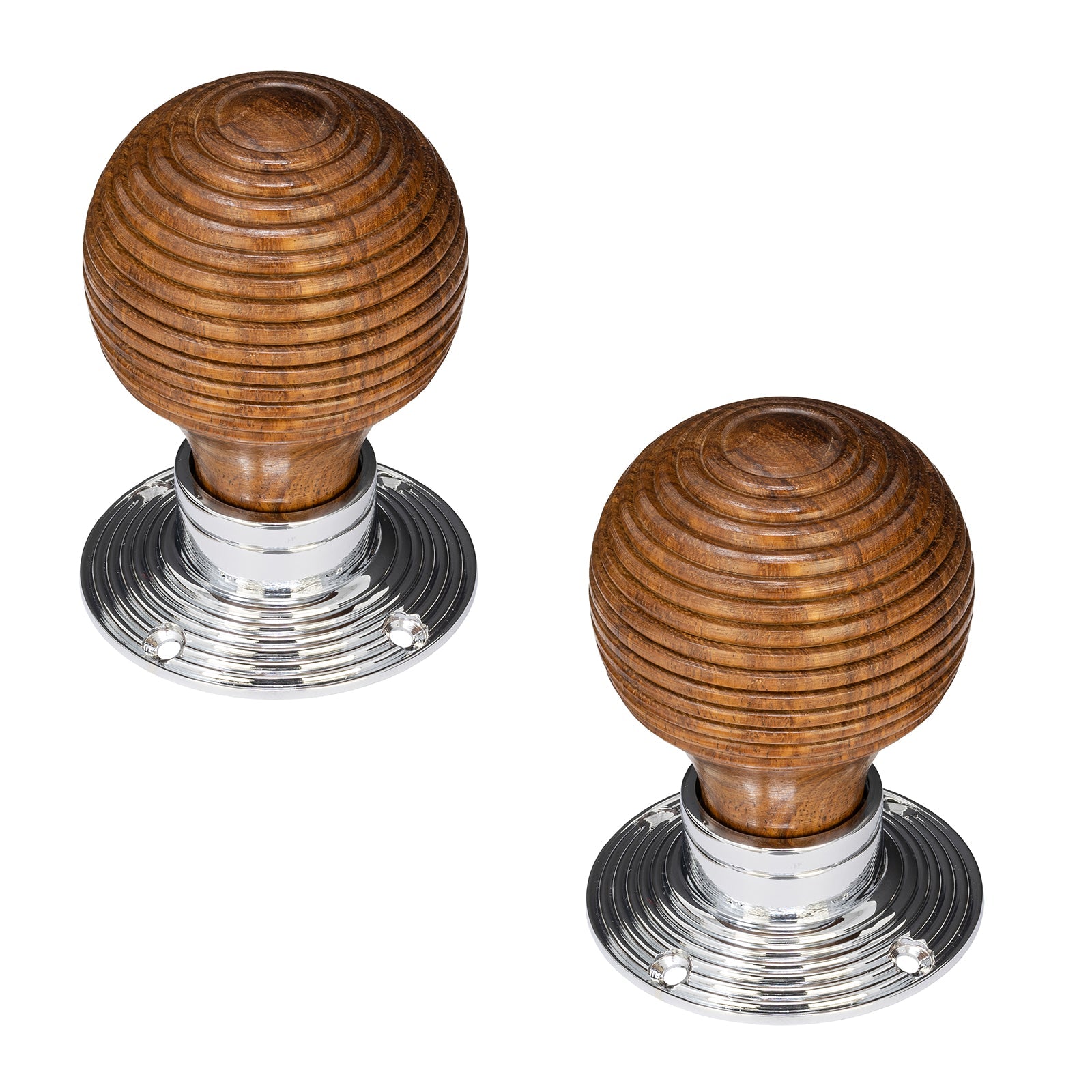 rosewood & chrome beehive door knob