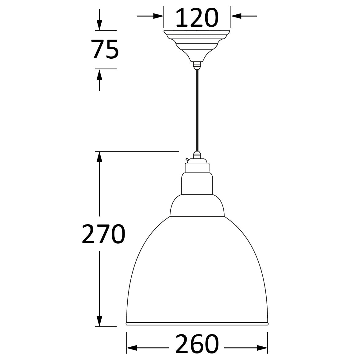 SHOW Technical Drawing of Brindley Ceiling Light in Tump