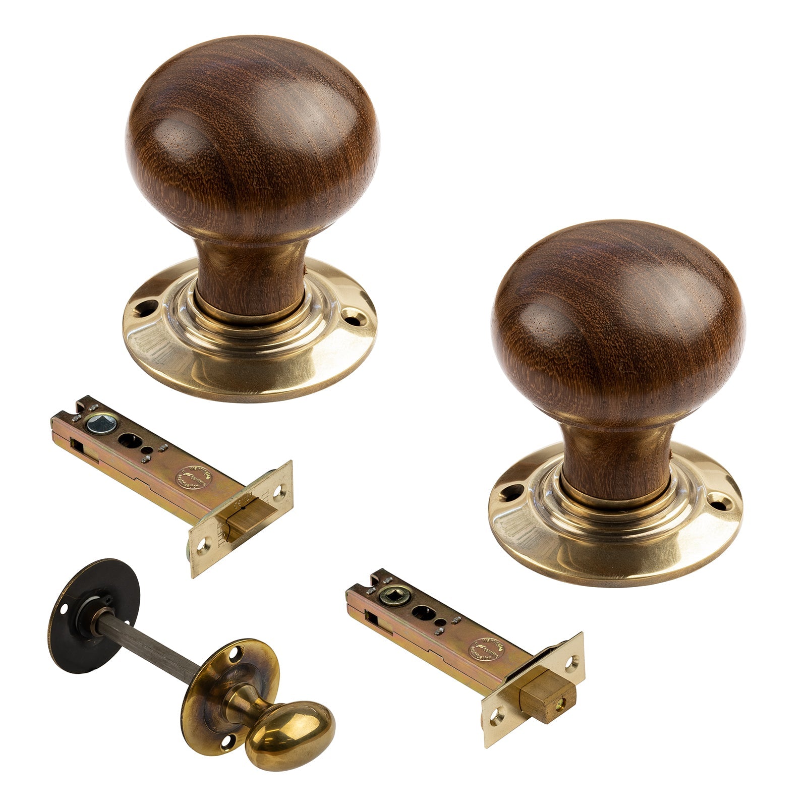 Wooden Door Knobs 4 inch Bathroom Set