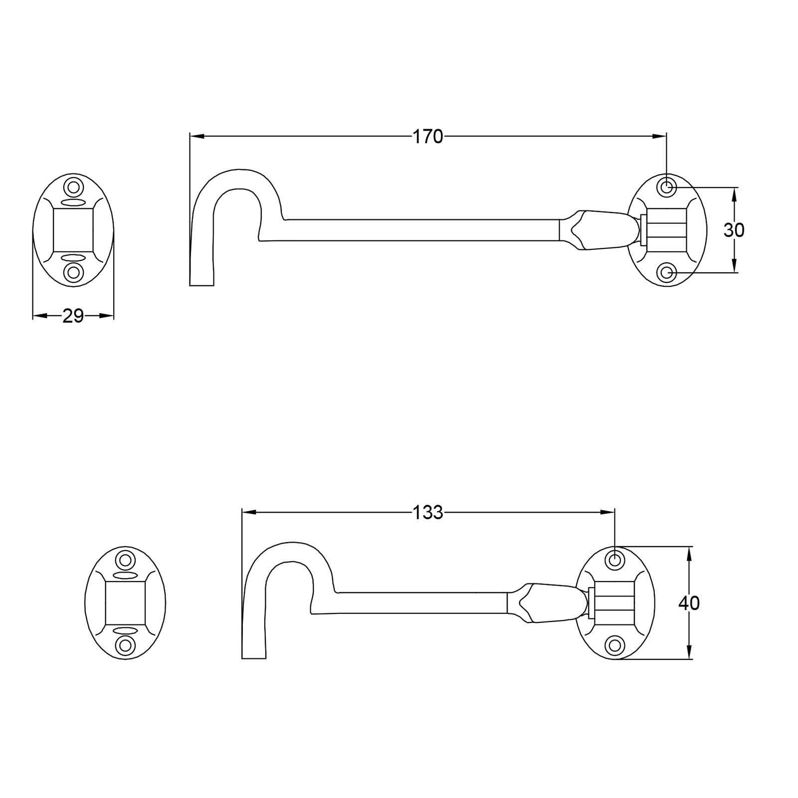 classic cabin hooks 6 inch dimension drawing SHOW