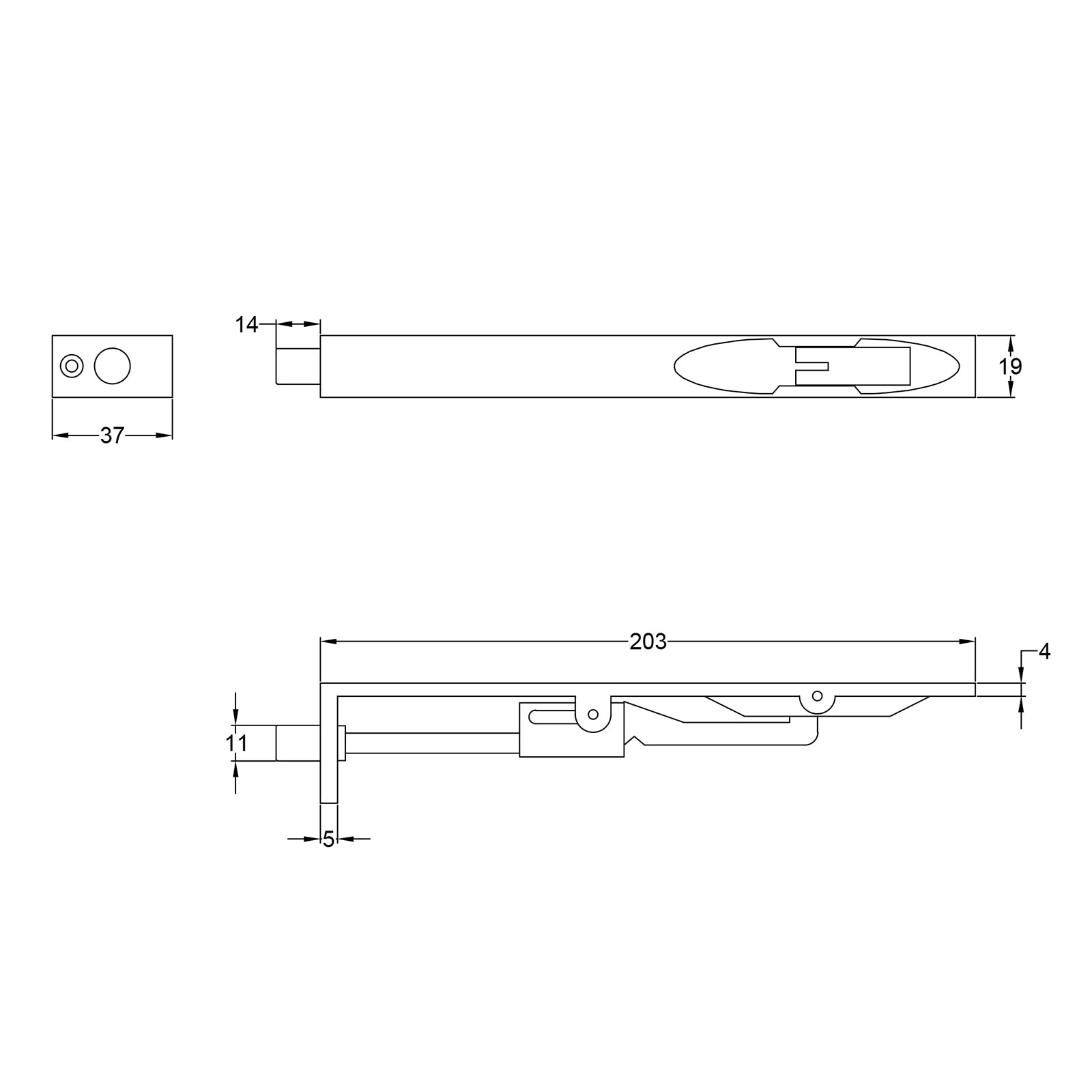 classic flush bolts 8 inch dimension drawing SHOW