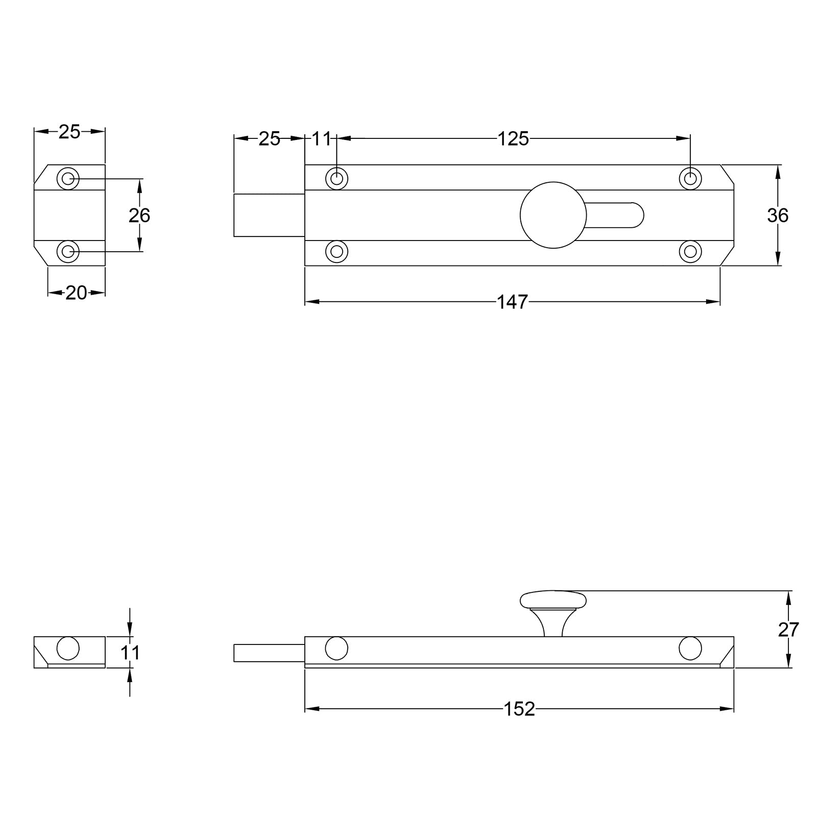 flat bolt 6 inch dimension drawing SHOW