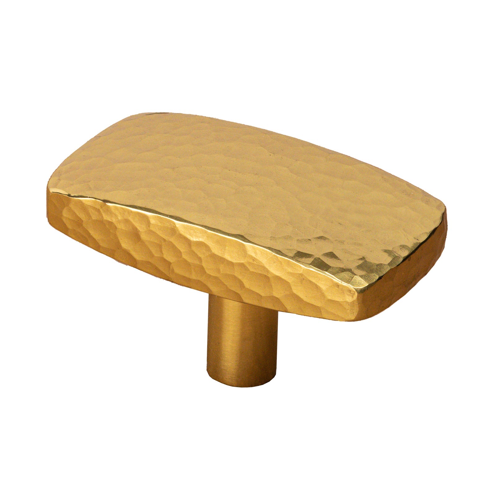 polished brass hammered cupboard knob, rectangular cabinet knob, kitchen cabinet furniture