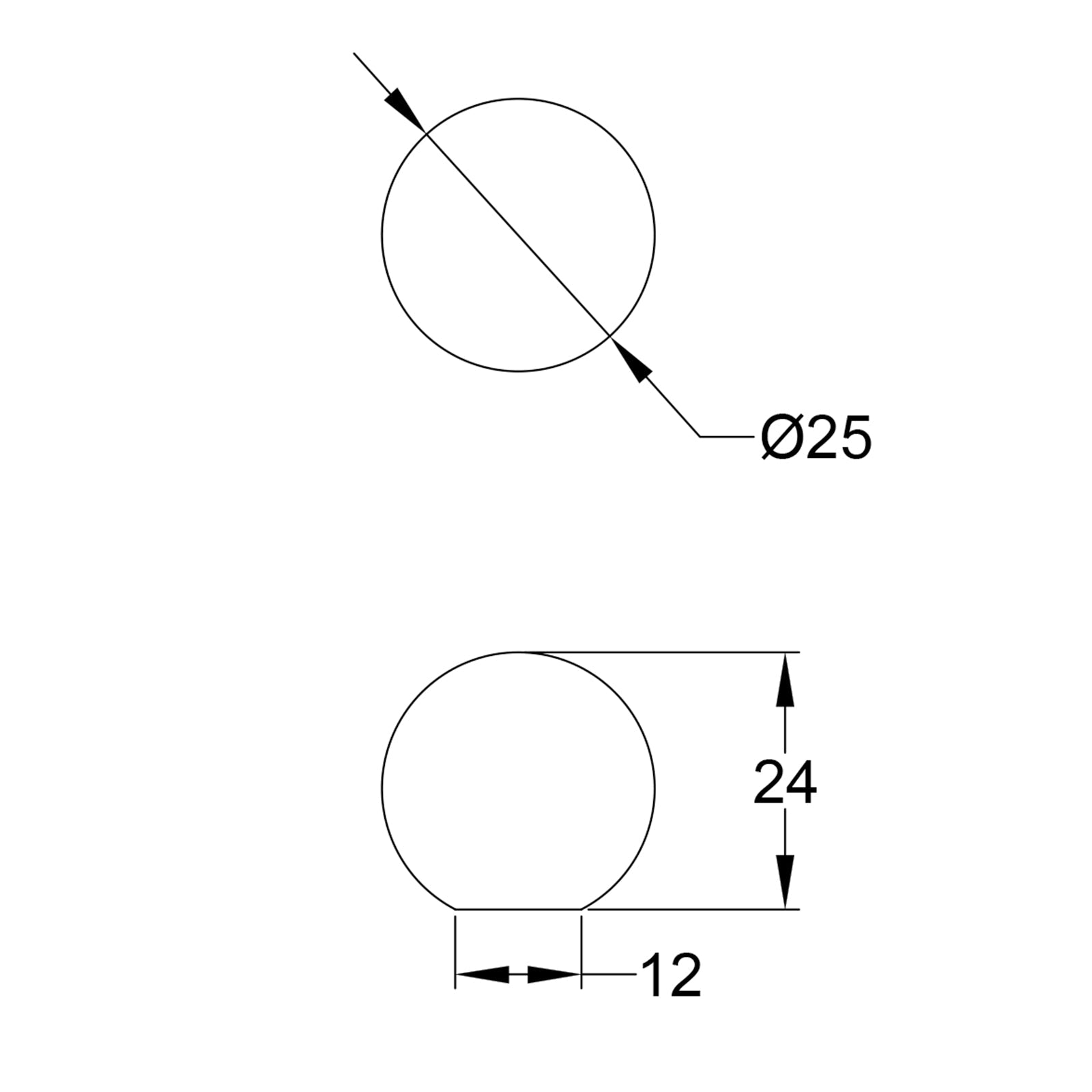 Globe Cabinet Knobs dimension drawing SHOW